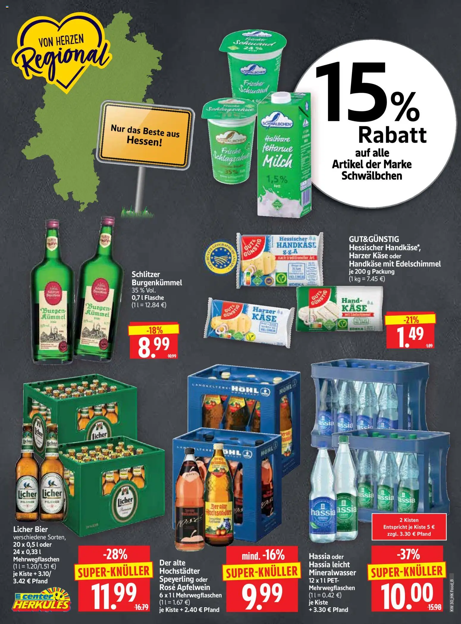 HERKULES Prospekt – gültig ab 20.07.2026 | Seite: 8 | Produkte: Milch, Käse, Bier, Mineralwasser