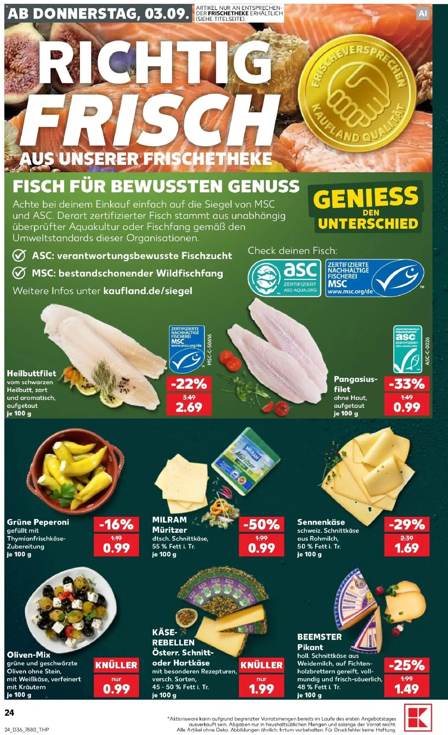 Prospekt Kaufland ab 31.08.2026 » Angebote Online zum Blättern | Seite: 33 | Produkte: Käse, Fisch, Milram