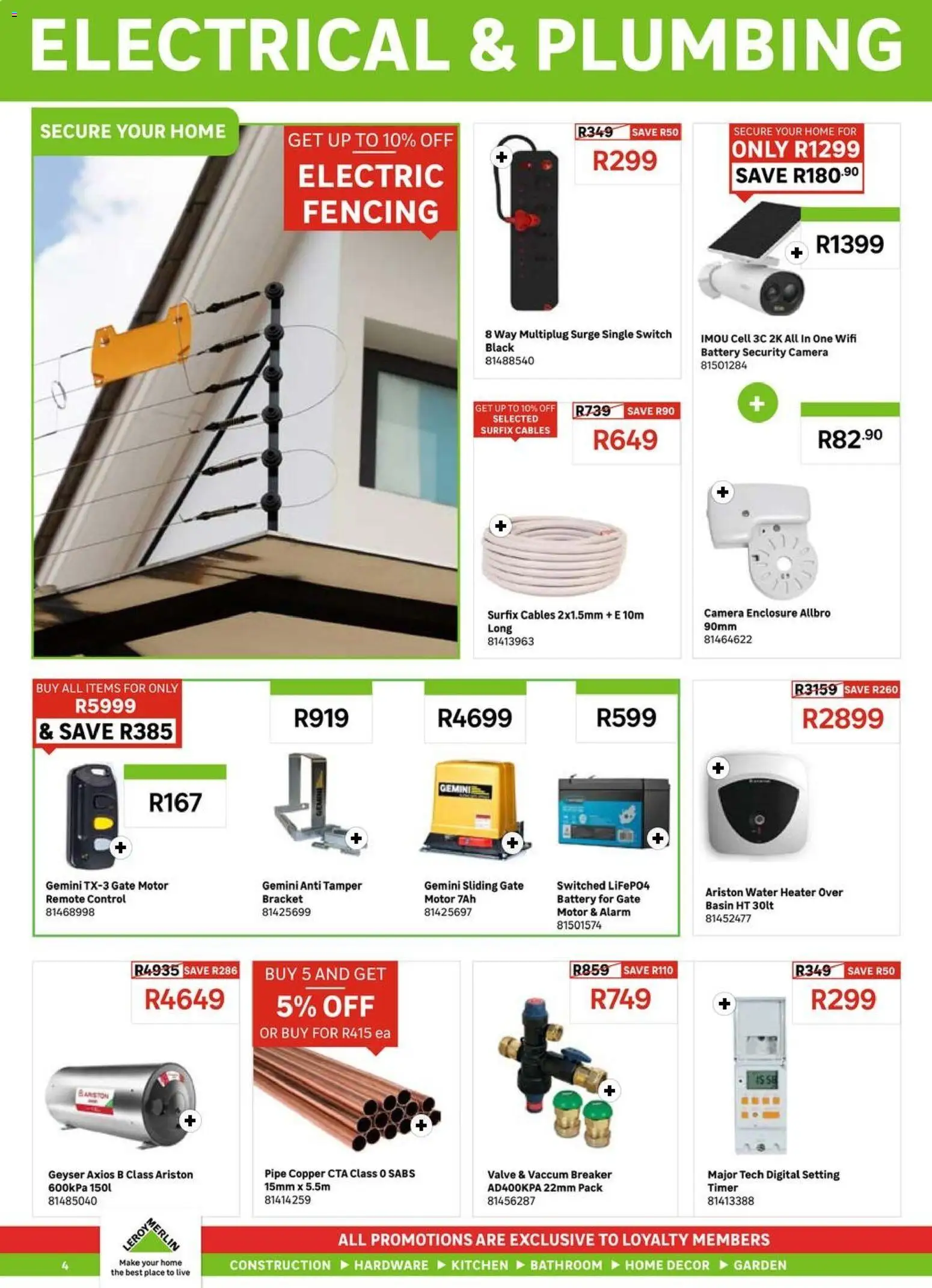 New Leroy Merlin catalogue – valid from 03.04.2026 | Page: 4 | Products: Battery, Geyser, Valve, Pipe