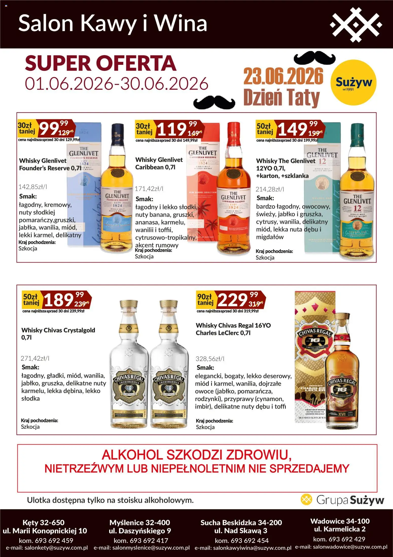 Sużyw gazetka - Salon kawy i wina od 01.06.2026 | Strona: 3 | Produkty: Miód, Rum, Whisky, Owoce