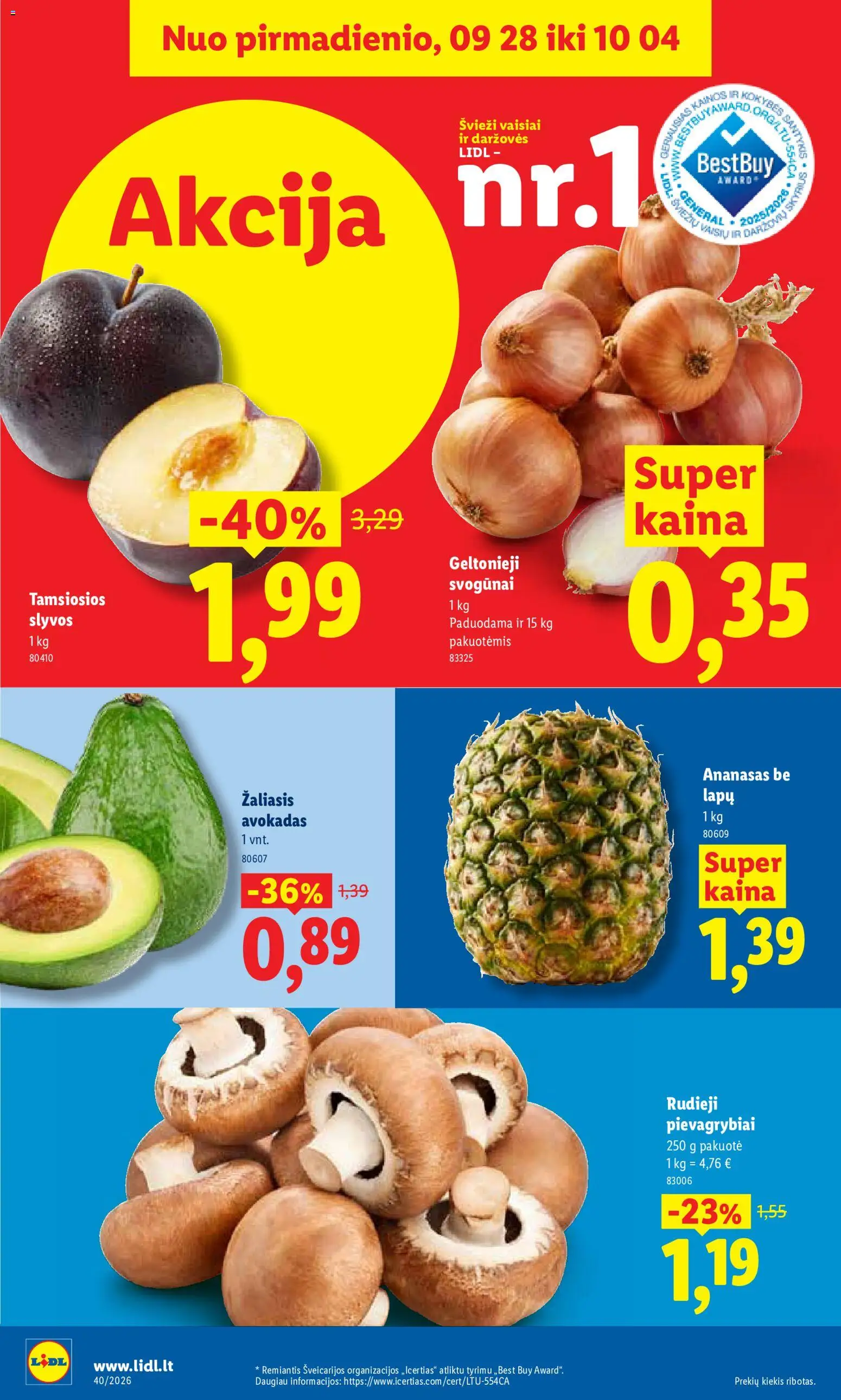 LIDL akcijos nuo 2026.09.28 | Puslapis: 4 | Prekių: Pievagrybiai, Svogūnai