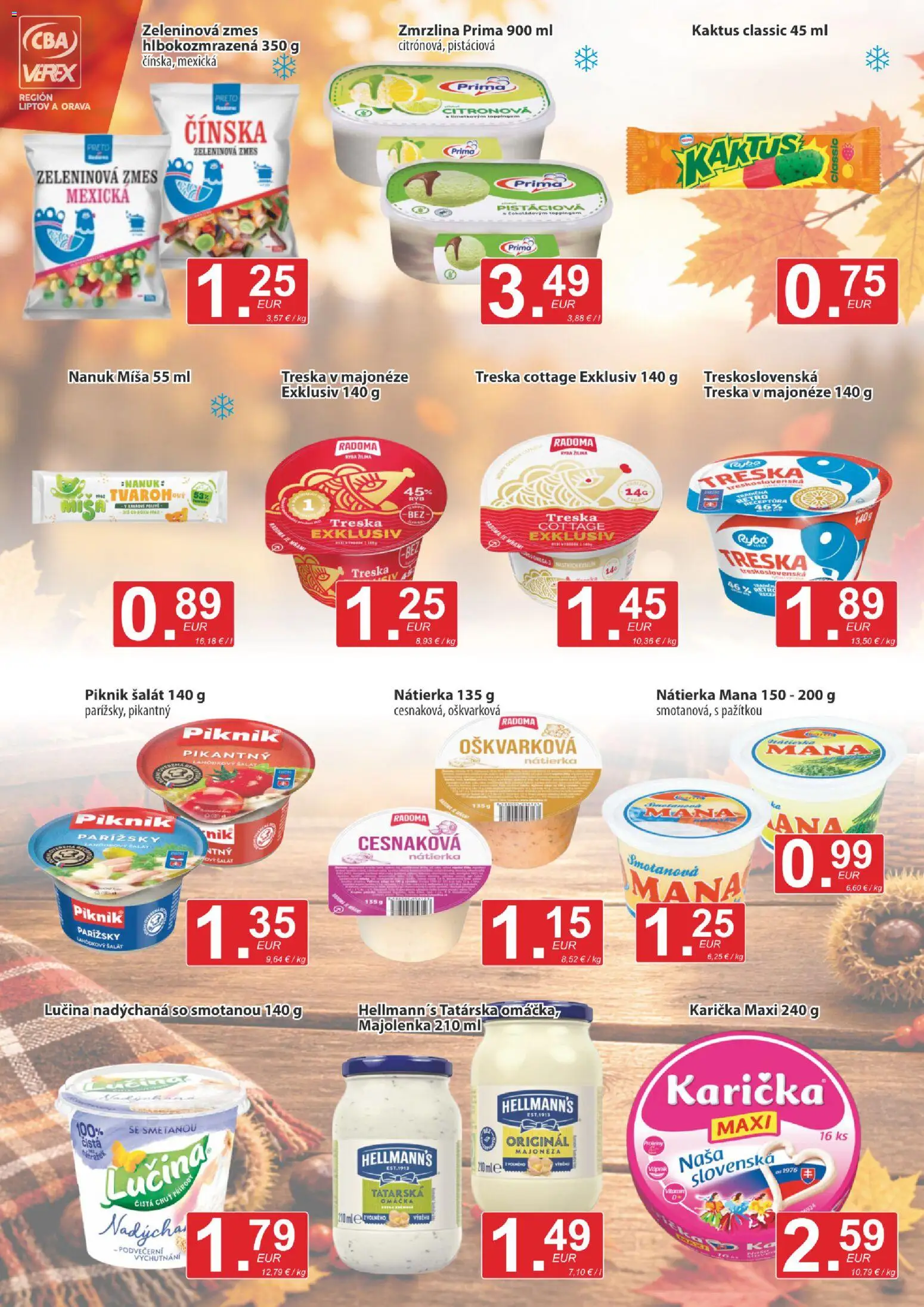 Nové CBA Verex akcie – leták je platný od 17.09.2026 | Strana: 4 | Produkty: Nátierka, Nanuk, Ryba, Tvaroh