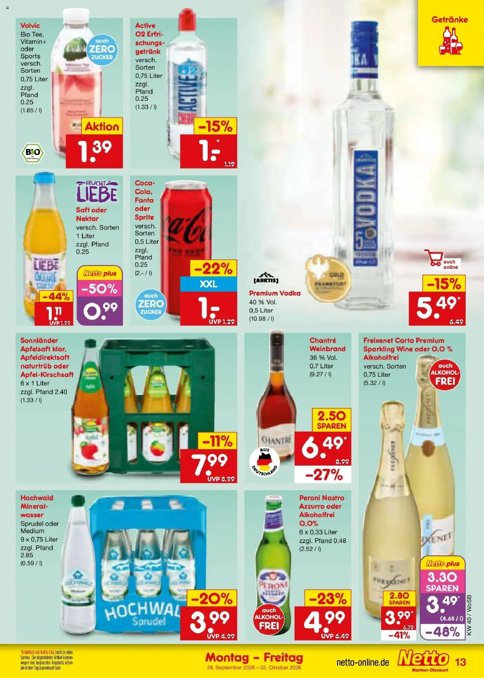 Netto Marken-Discount Prospekt Mannheim – gültig ab 28.09.2026 | Seite: 19 | Produkte: Fanta, Sprite, Alkohol, Zucker