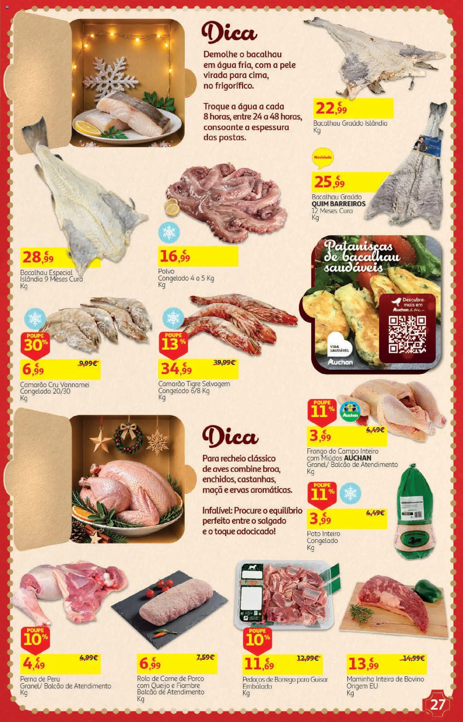 Auchan Presentes │ válido de 01/11/2026 | Página: 27 | Produtos: Agua, Fiambre, Frango, Peru