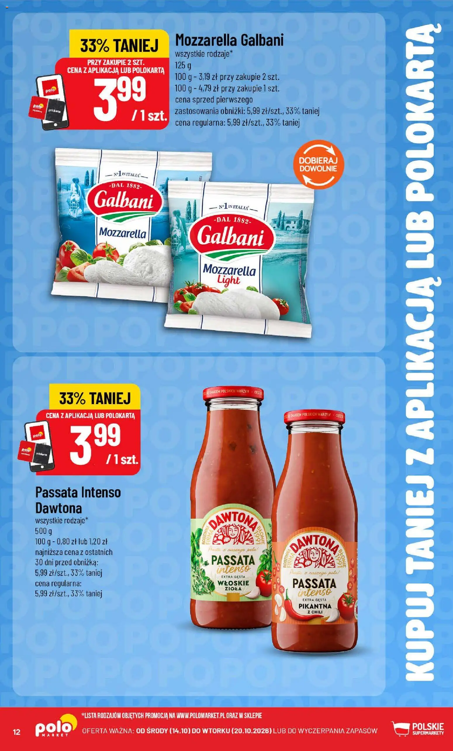 Nowa POLOmarket gazetka od jutra 14.10.2026 | Strona: 12 | Produkty: Chili, Mozzarella light, Zioła, Passata