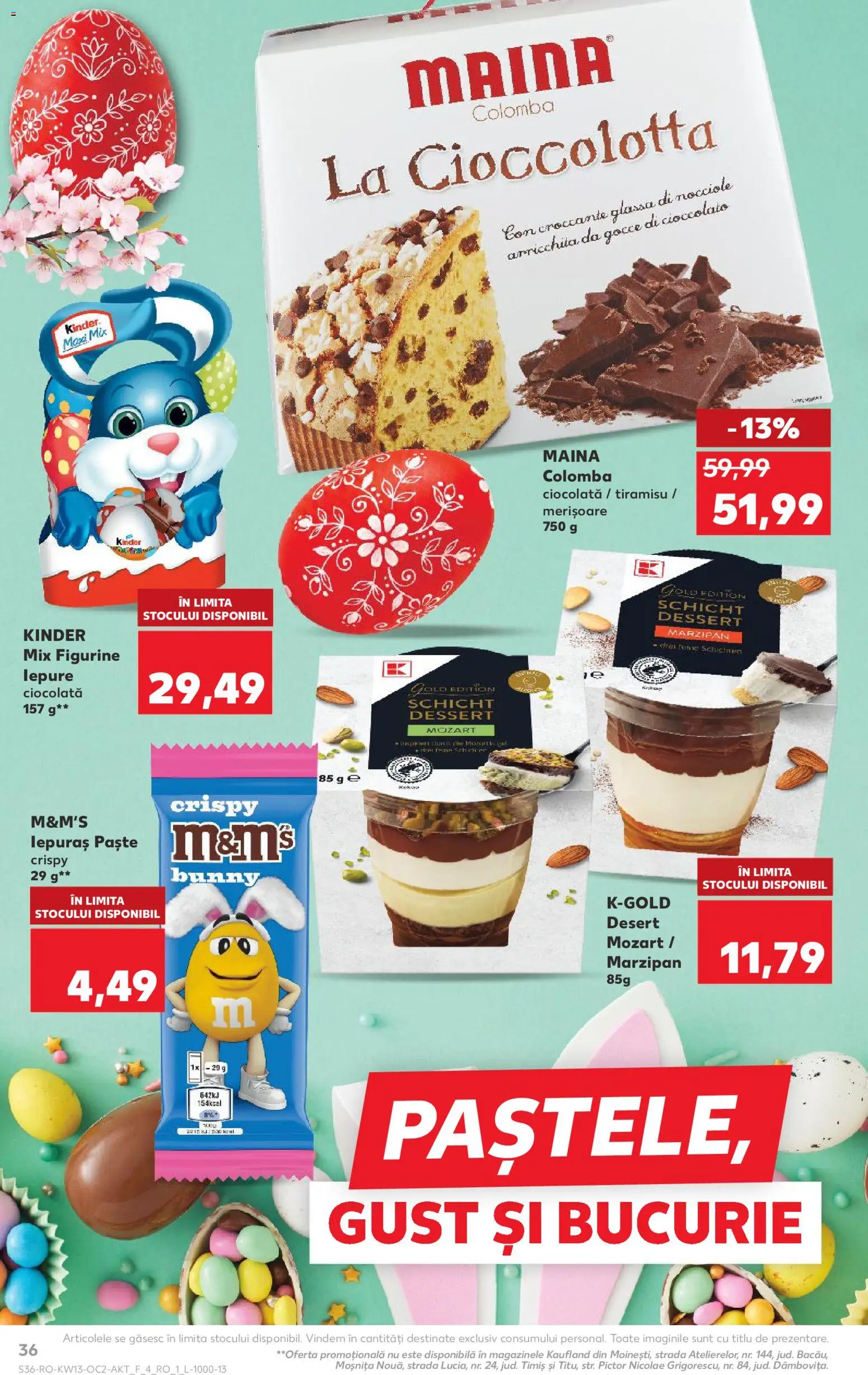 Noul catalog Kaufland – valabil de la 25.03.2026 | Pagină: 36 | Produse: Tiramisu, Ciocolată, Paste, Çocuk sutyeni