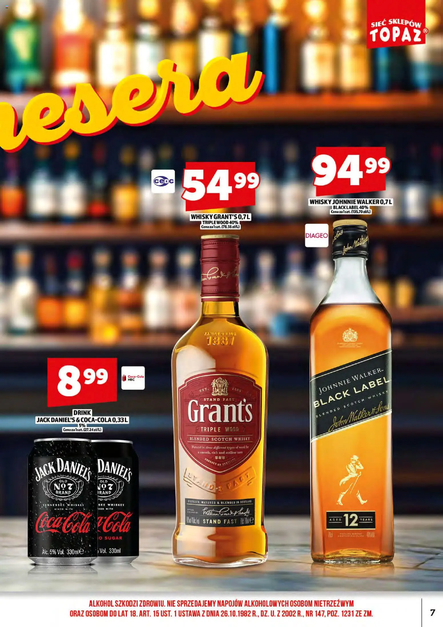 Topaz gazetka alkoholowa od 15.06.2026 | Strona: 9 | Produkty: Grant's, Jack Daniel's, Black Label, Alkohol