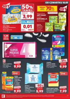 Pogląd oferty "ALWAYS Podpaski ULTRA Super Duo lub Night, 20-14 szt. opakowanie" - ważna od 10.09.2026 | Strona: 57 | Produkty: Karta, Ściereczki, Podpaski, Papier toaletowy nawilżany