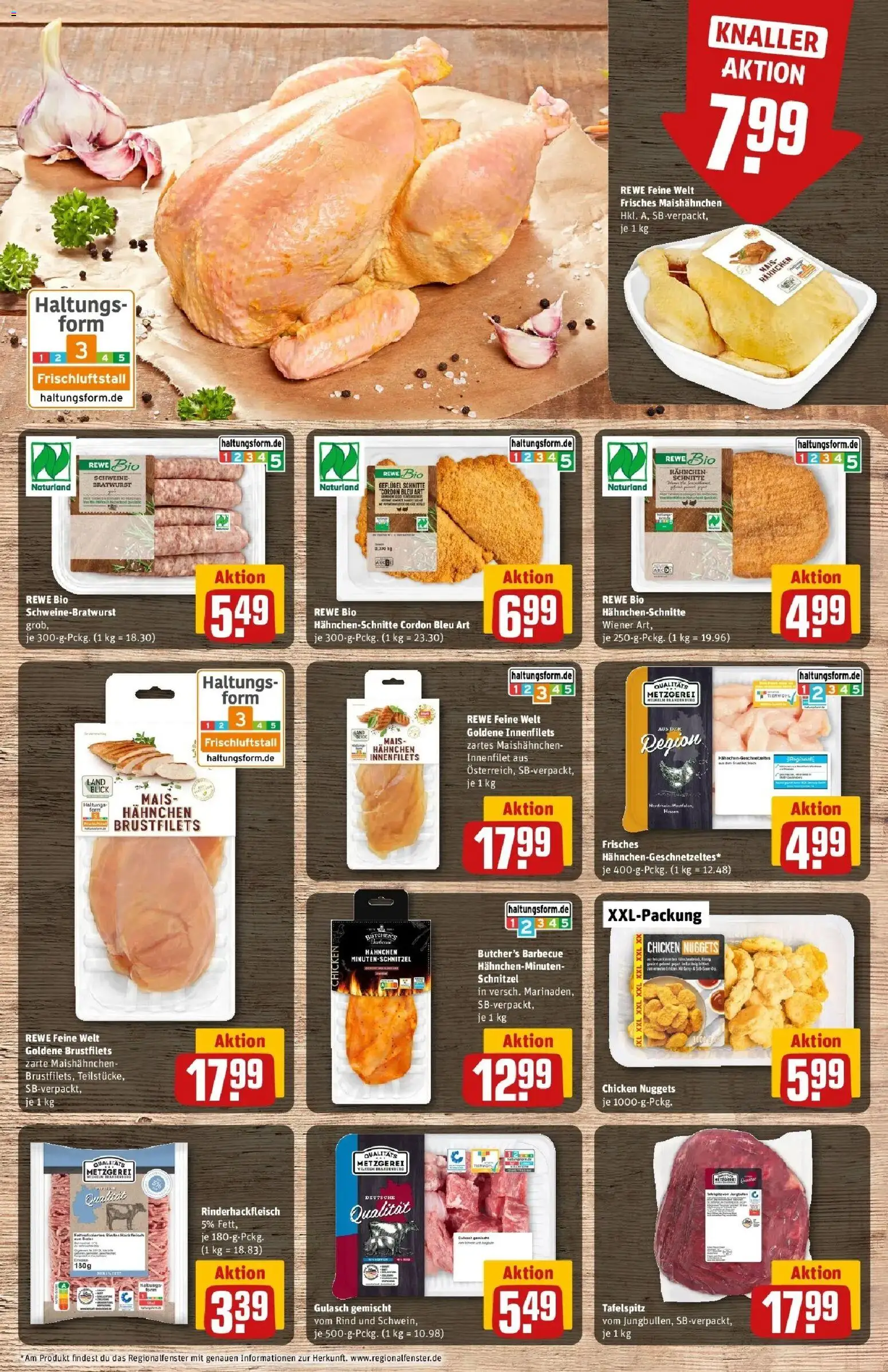 REWE Prospekt ab 10.08.2026 zum Blättern » Angebote | Seite: 7 | Produkte: Mais, Bratwurst, Schnitzel, Gulasch