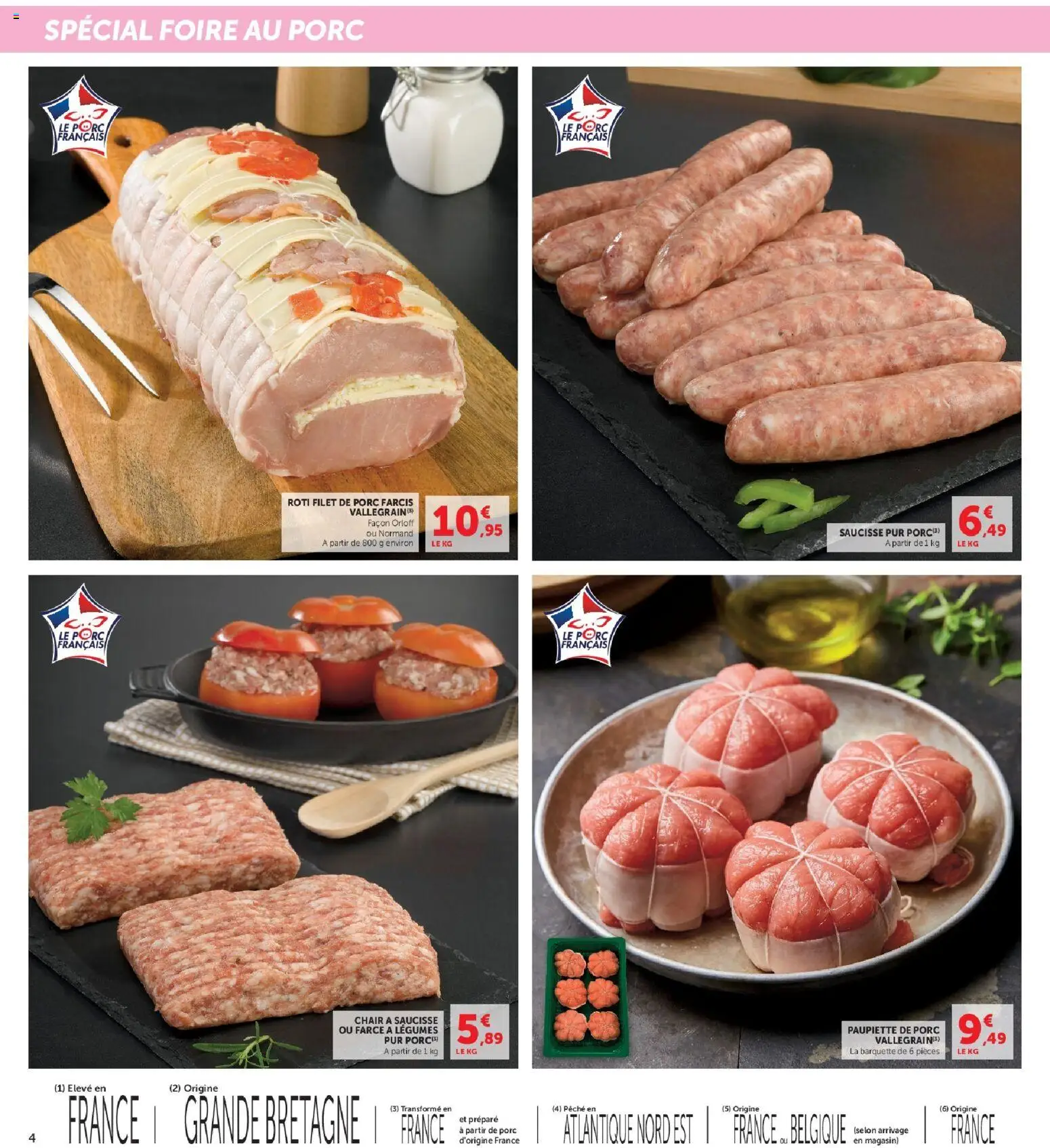 {H1} | Page: 4 | Produits: Paupiette de porc, Pêche, Farce à légumes, Porc