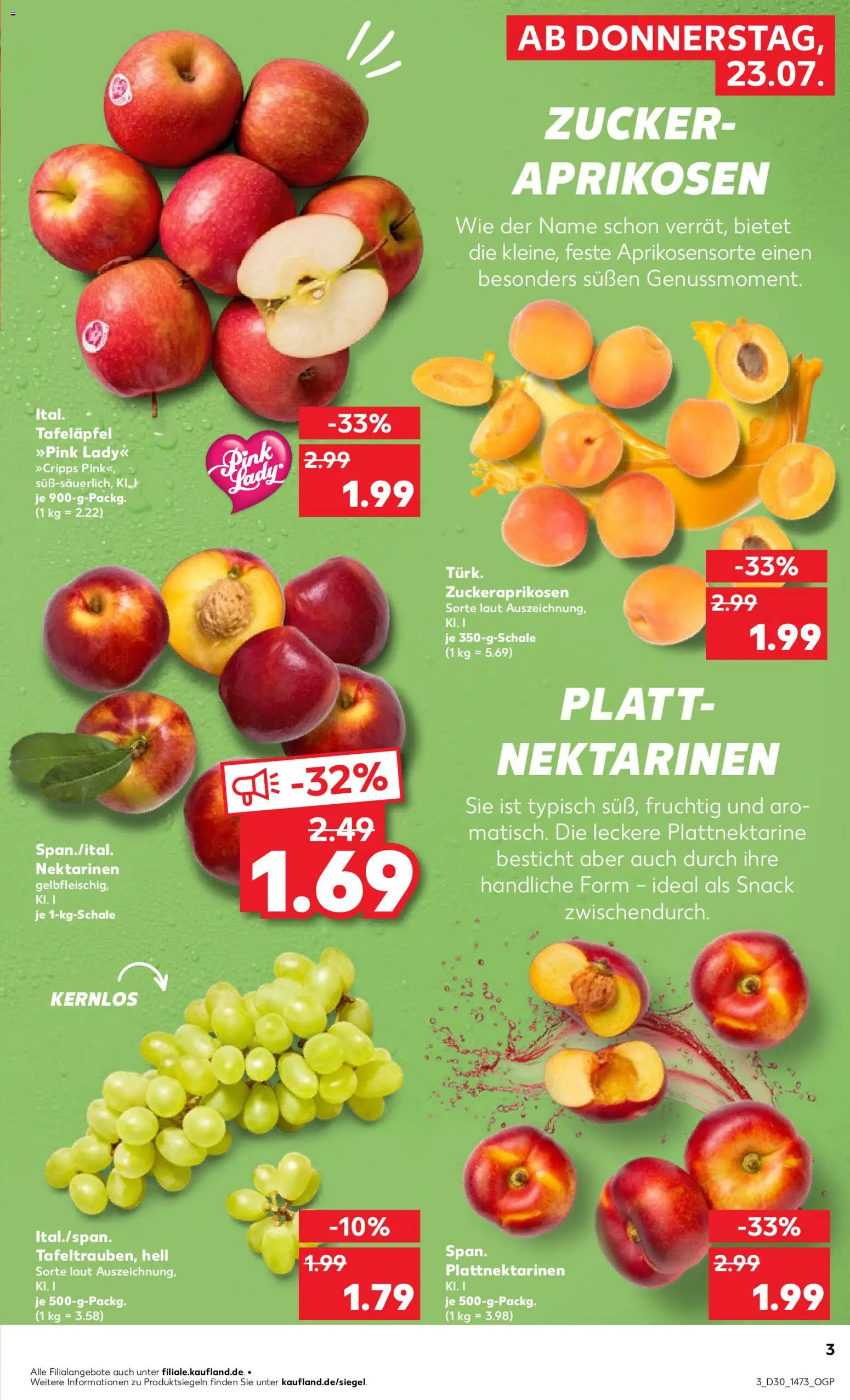 Kaufland Prospekt Rostock – gültig ab 23.07.2026 | Seite: 3 | Produkte: Nektarinen, Zucker