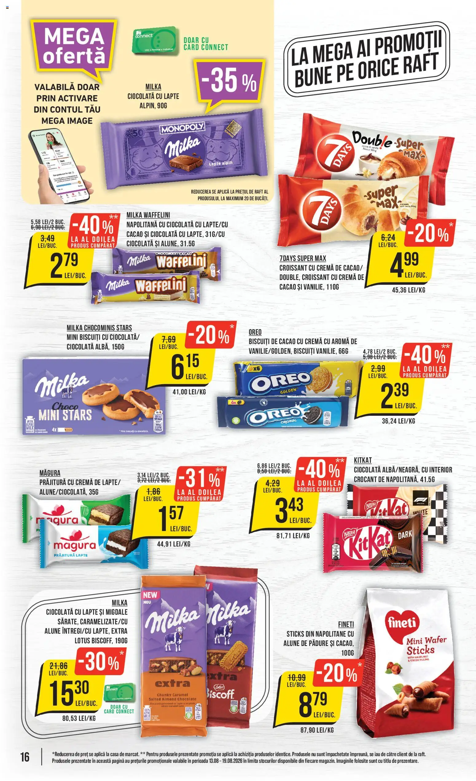Noul catalog Mega Image – valabil de la 13.08.2026 | Pagină: 16 | Produse: Aplică, Migdale, Ciocolată, Cacao