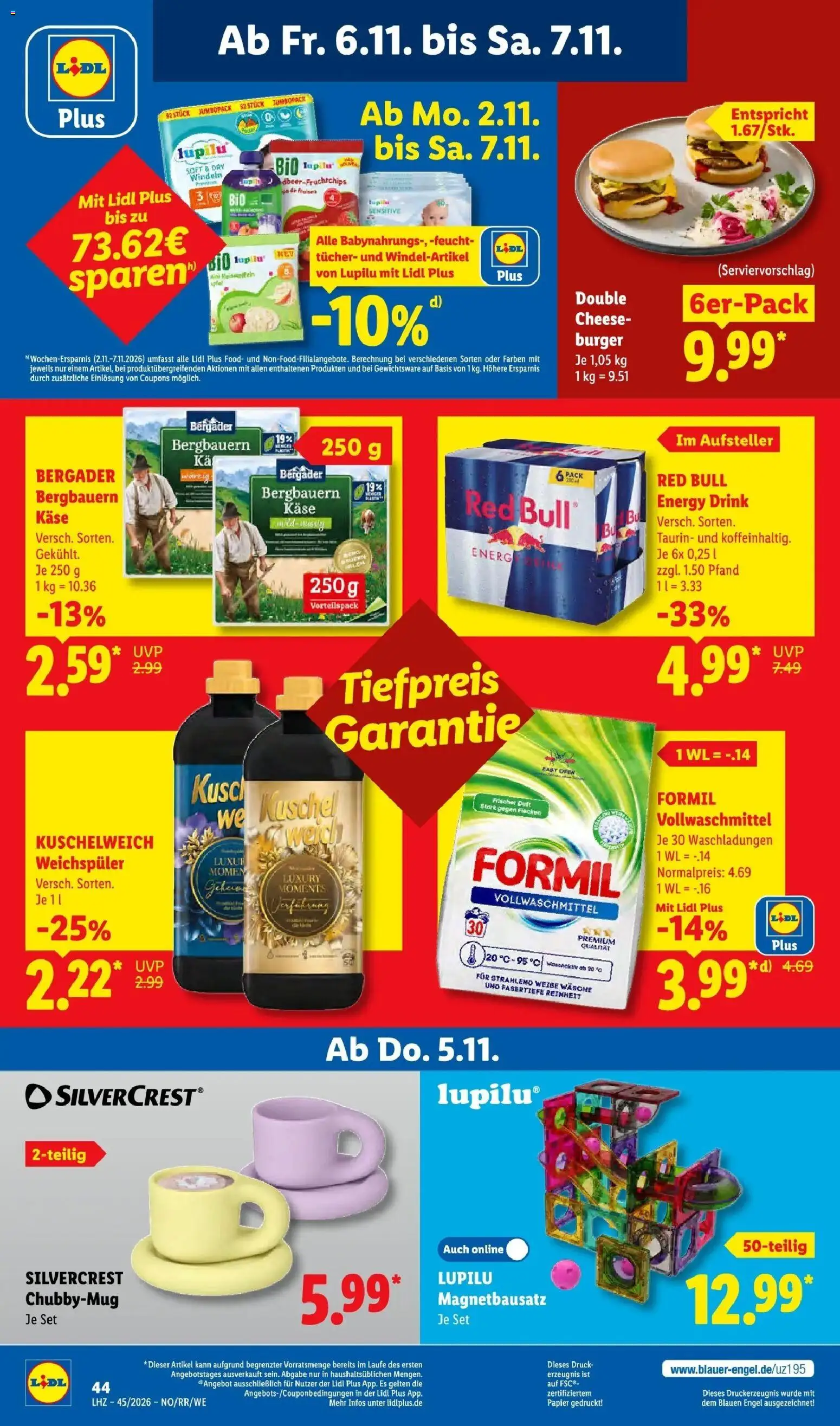 Lidl Prospekt Bad Rothenfelde (ab 02.11.2026) zum Blättern » Angebote | Seite: 72 | Produkte: Red bull, Energy, Kuschelweich, Weichspüler