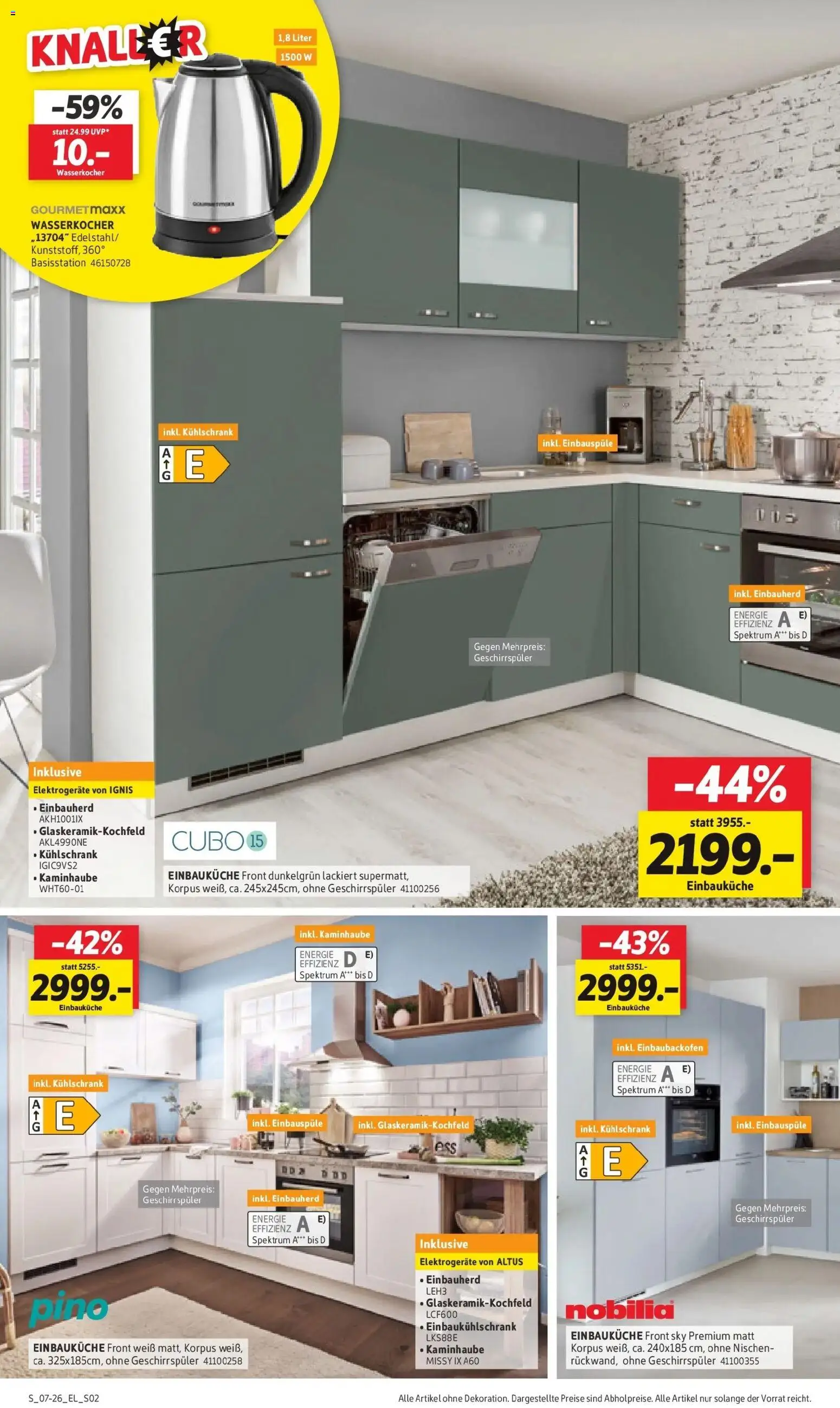 Sconto Küchenspezial Großpösna – gültig ab 07.05.2026 | Seite: 2 | Produkte: Geschirrspüler, Einbauküche, Wasserkocher, Kühlschrank