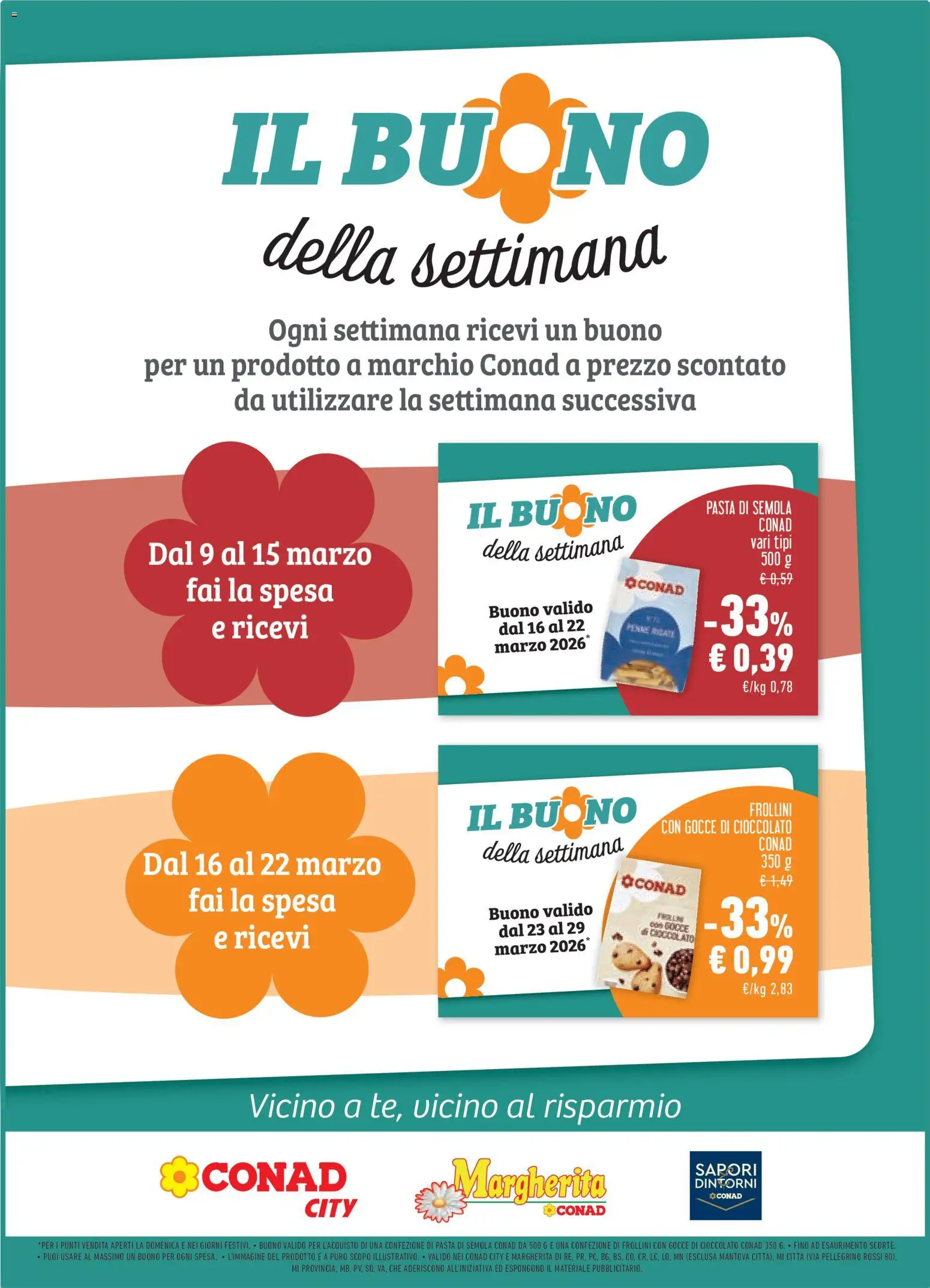 Volantino Conad del 11.03.2026 | Pagina: 17 | Prodotti: Cioccolato, Pasta, Frollini