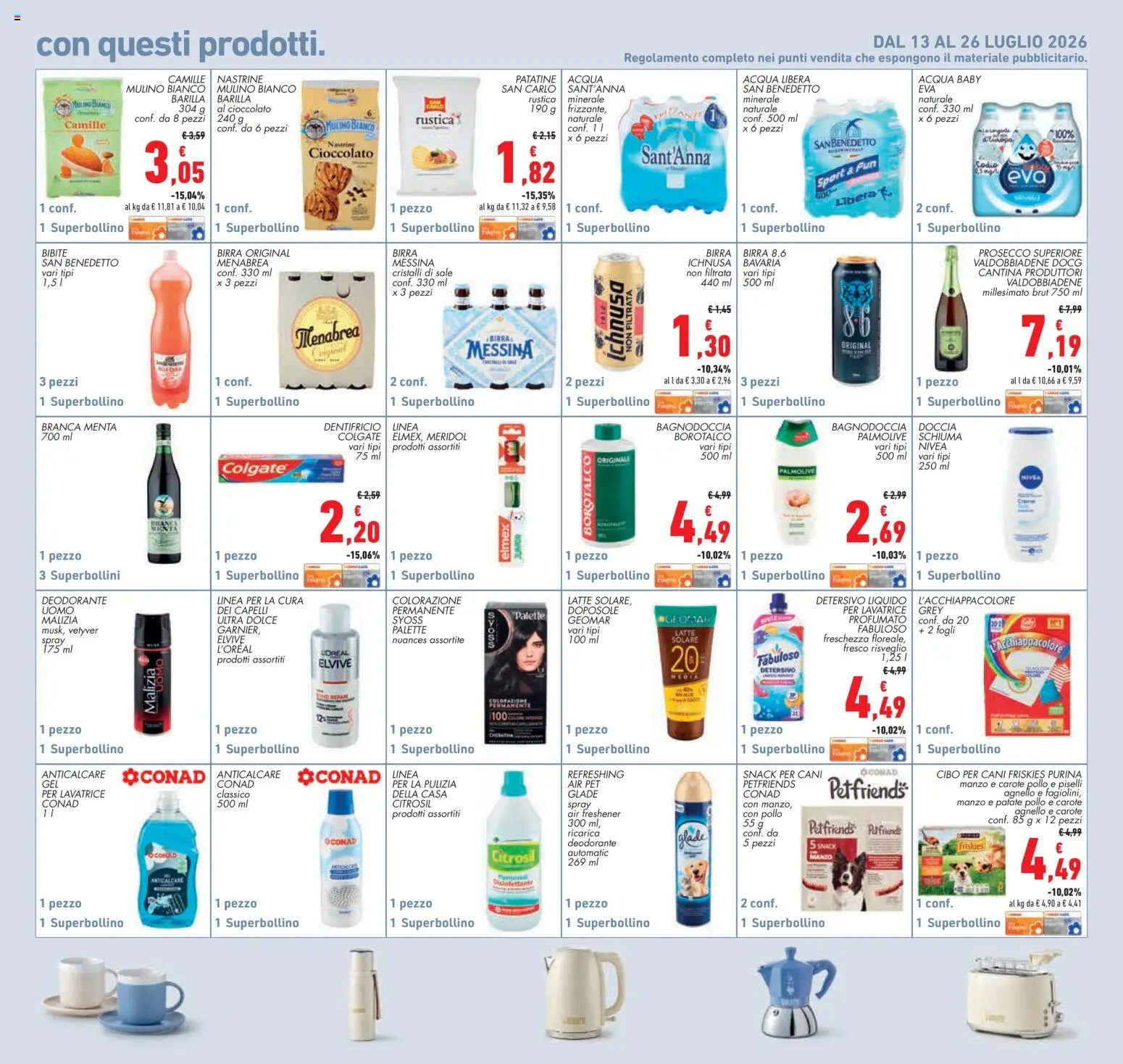 Volantino Conad del 16/07/2026 | Pagina: 27 | Prodotti: Deodorante, Patatine, Latte, Piselli