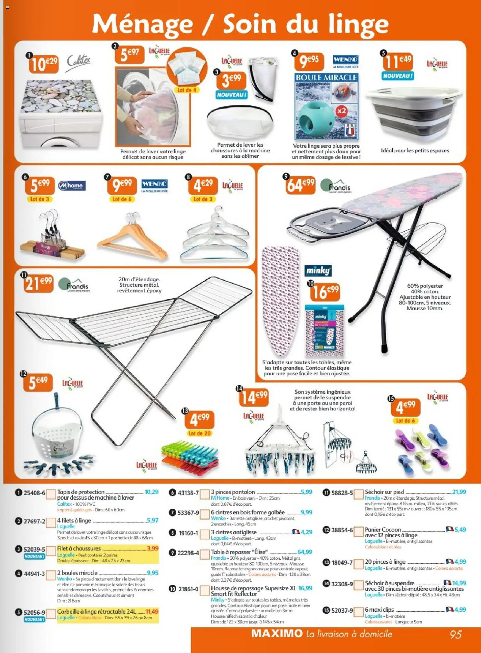 {H1} | Page: 95 | Produits: Lave linge, Séchoir, Coton, Porte