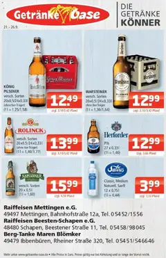 Angebote - Getränke Oase: Getränkeangebote ab 21.09.2026 gültig