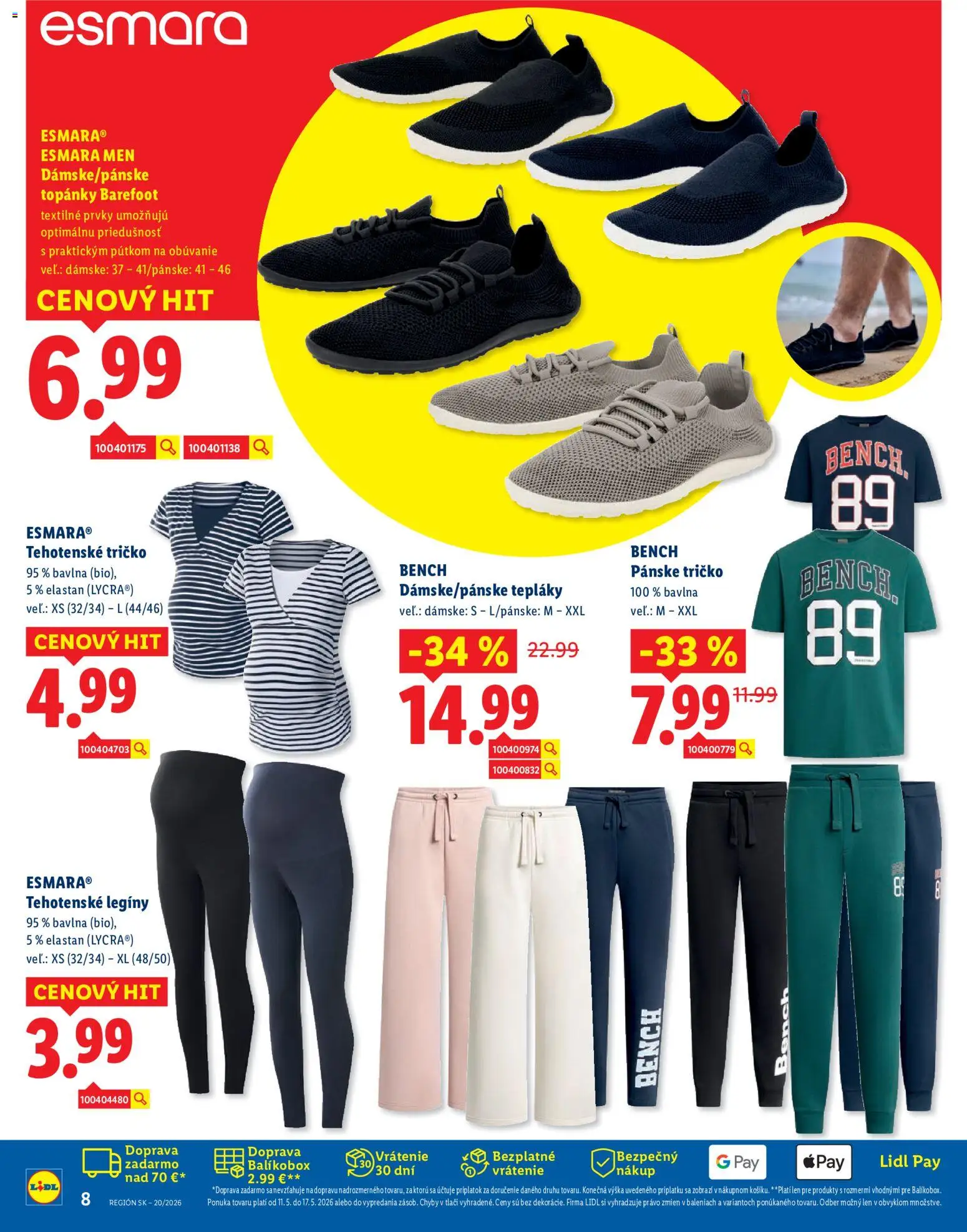Nové Lidl akcie – leták je platný od 11.05.2026 | Strana: 8 | Produkty: Tričko, Legíny, Topánky