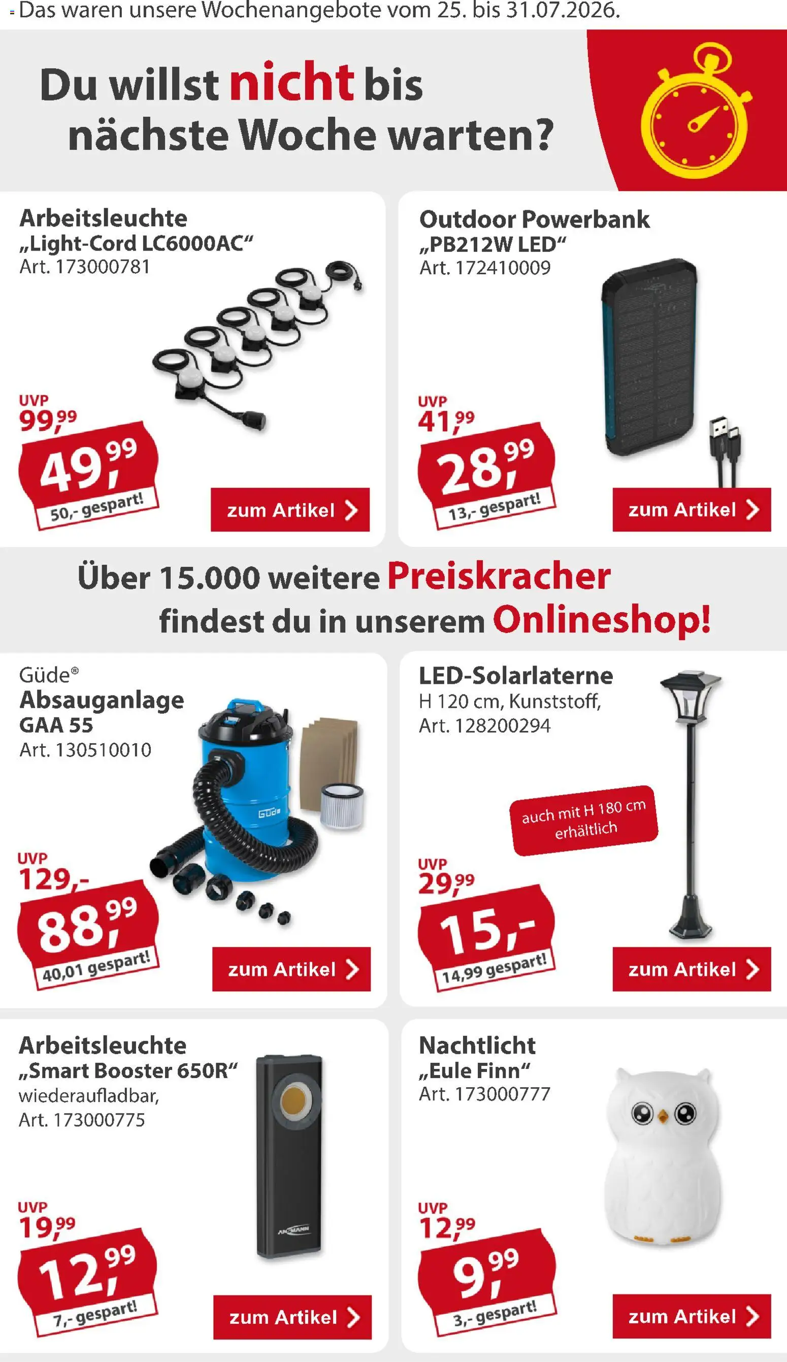 Sonderpreis Baumarkt Prospekt – gültig ab 25.07.2026 | Seite: 2 | Produkte: Nachtlicht, Powerbank