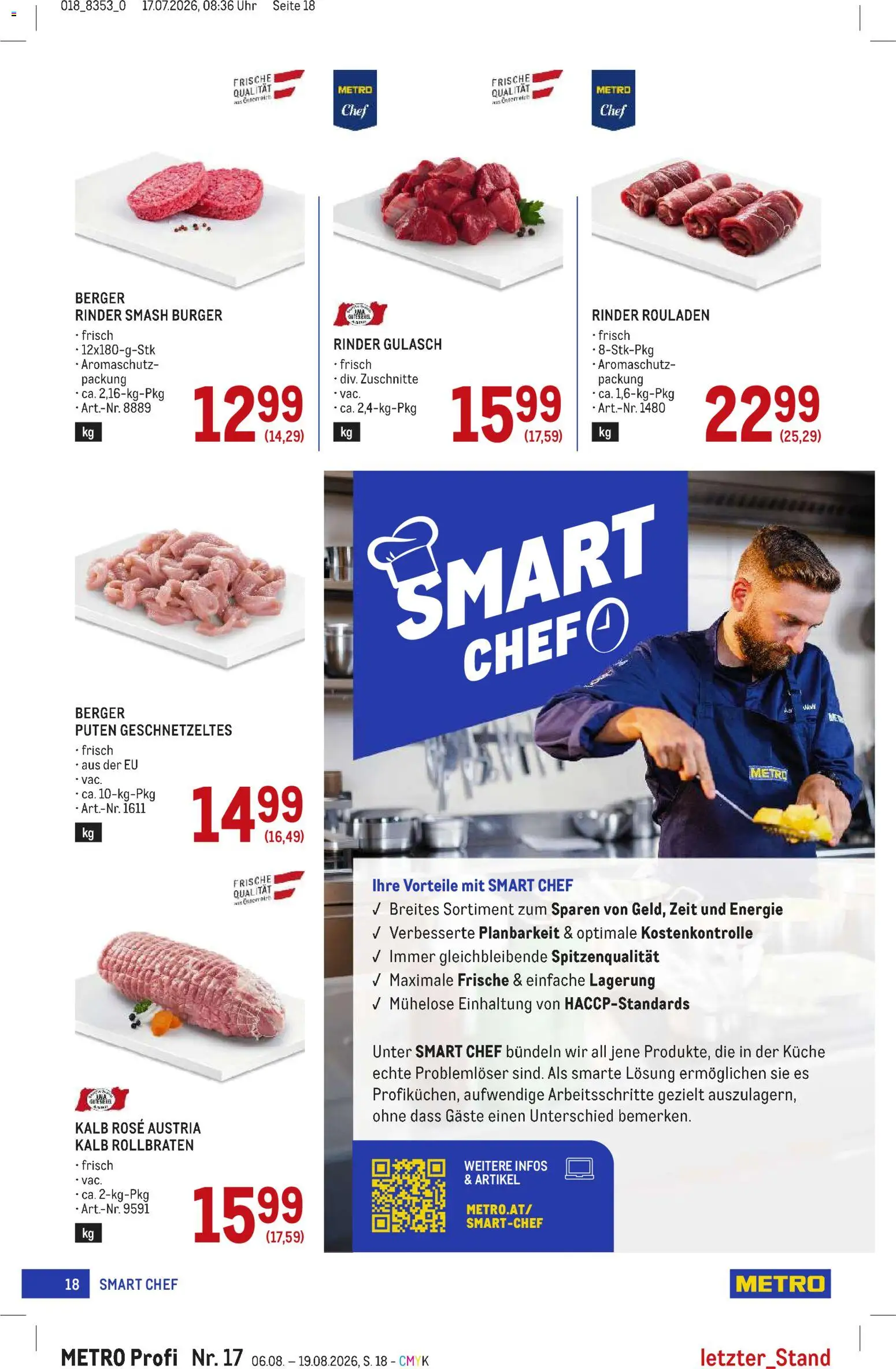 Metro angebote Profi gültig ab 06.08.2026 | Seite: 18 | Produkte: Burger, Uhr