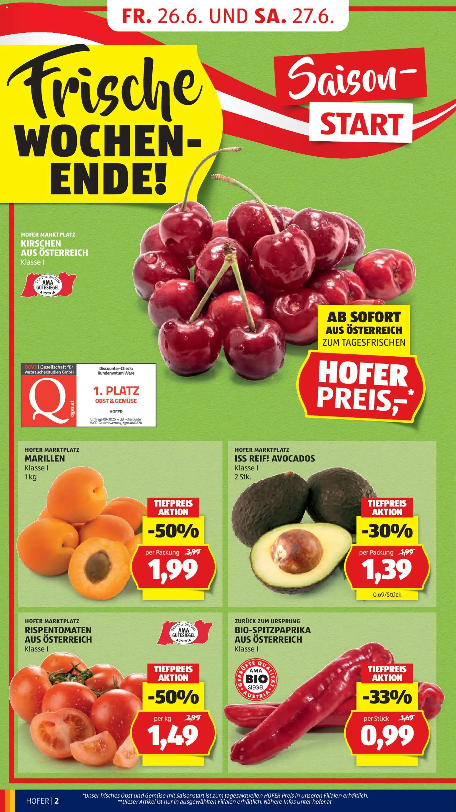Hofer Flugblatt gültig ab 26.06.2026 | Seite: 6 | Produkte: Gemüse, Obst