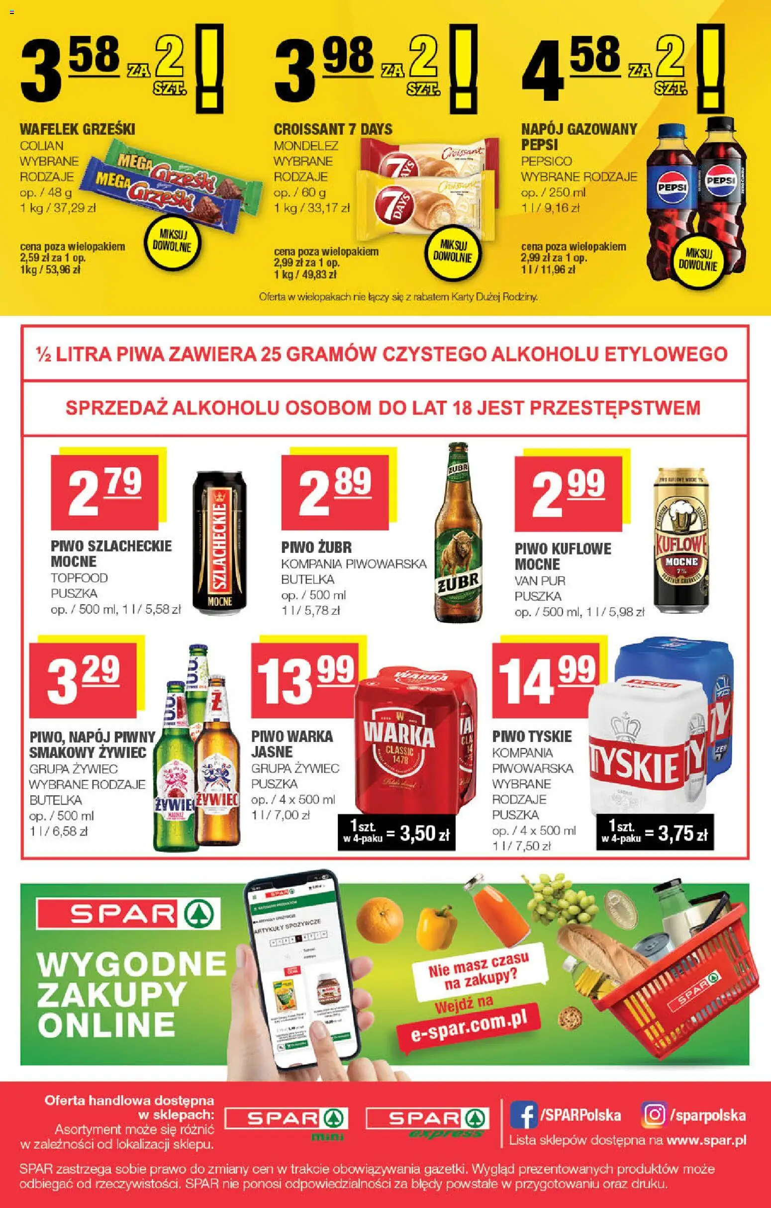 Spar gazetka - Mini od 07.10.2026 | Strona: 4 | Produkty: Pepsi, Warka, Tyskie, Piwo