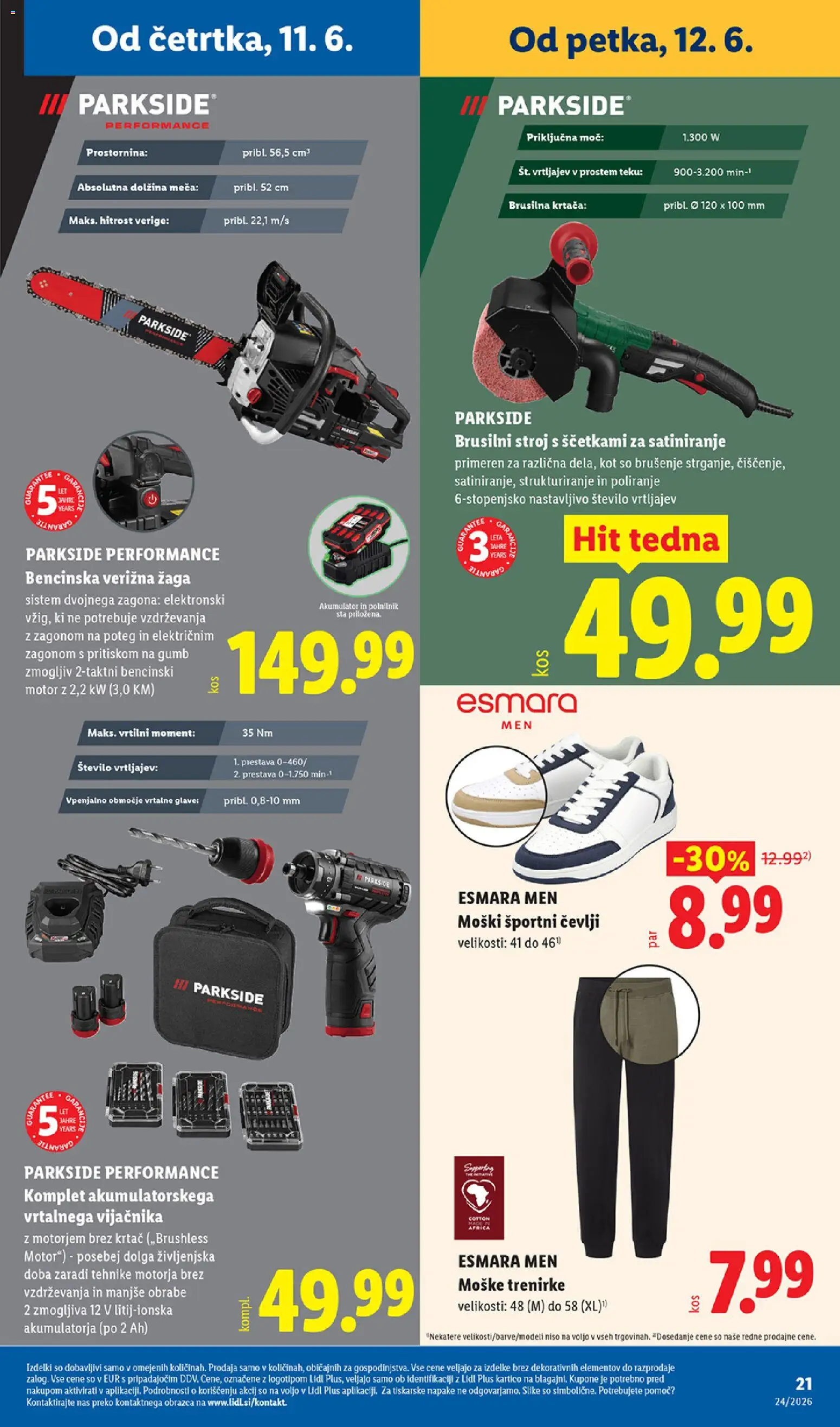 Novi Lidl katalog ponudbe – veljaven od 11.06.2026 | Stran: 47 | Izdelki: Verižna žaga, Krtaca, Akumulator, Cevlji