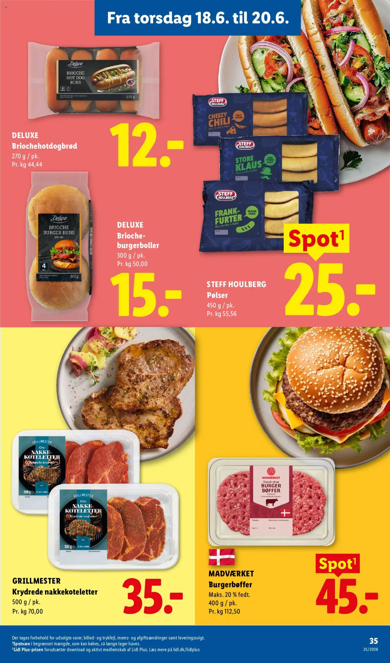 Lidl tilbudsavis – gyldig fra 18.06.2026 | Side: 3 | Produkter: Koteletter, Burgerboller, Søm, Grill