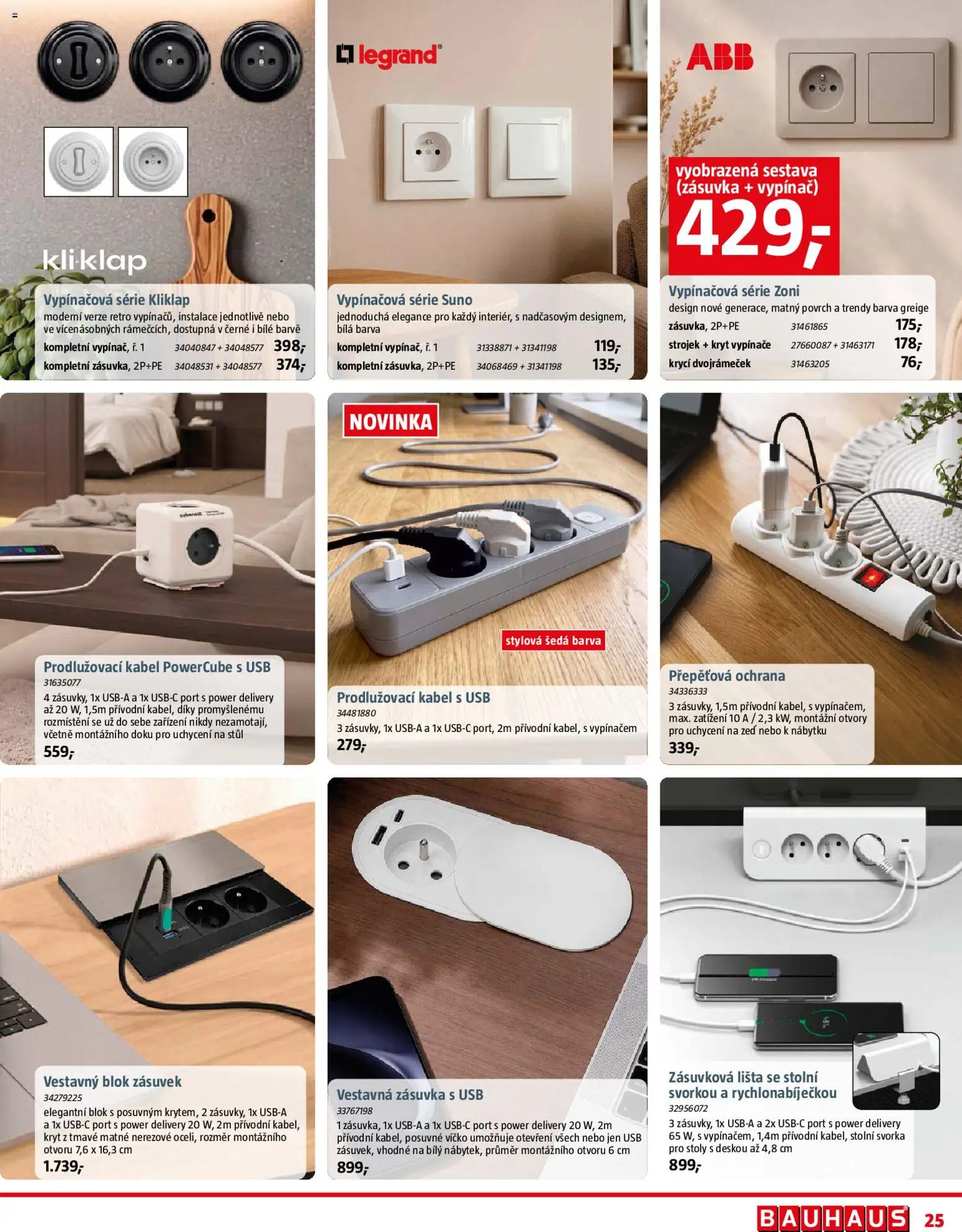 Bauhaus leták od 04.09.2026 | Strana: 25 | Produkty: Kabel, Vypínač, Prodlužovací kabel, Stůl