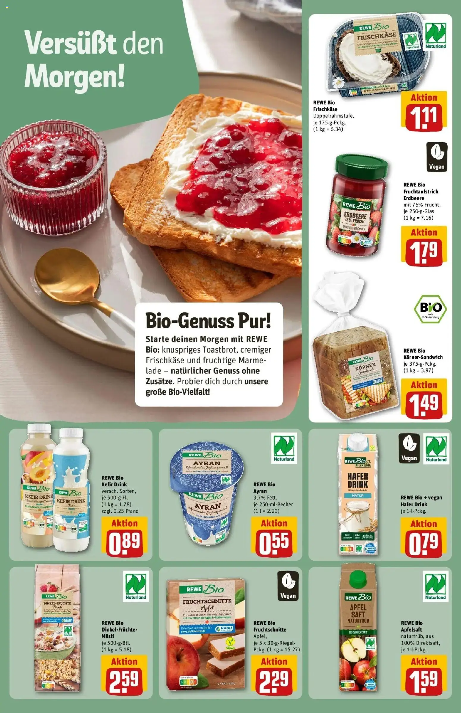 REWE Prospekt ab 10.08.2026 zum Blättern » Angebote | Seite: 12 | Produkte: Musli, Kefir, Apfelsaft, Saft