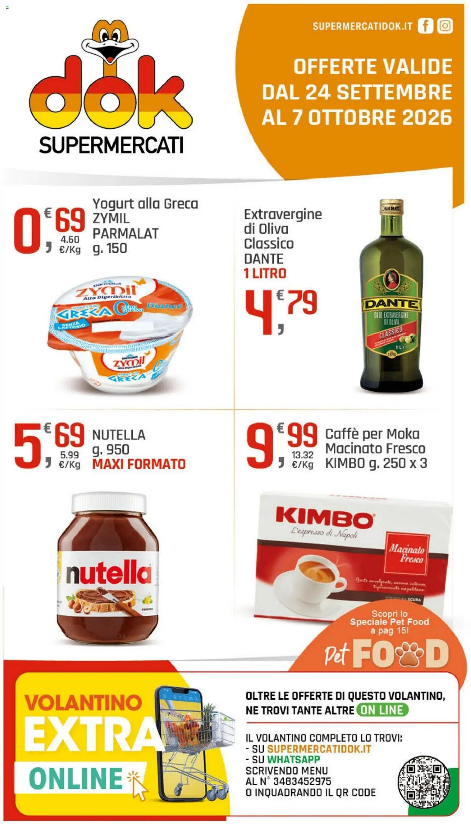 Volantino DOK del 24/09/2026 | Pagina: 1 | Prodotti: Yogurt, Caffè, Nutella, Macinato