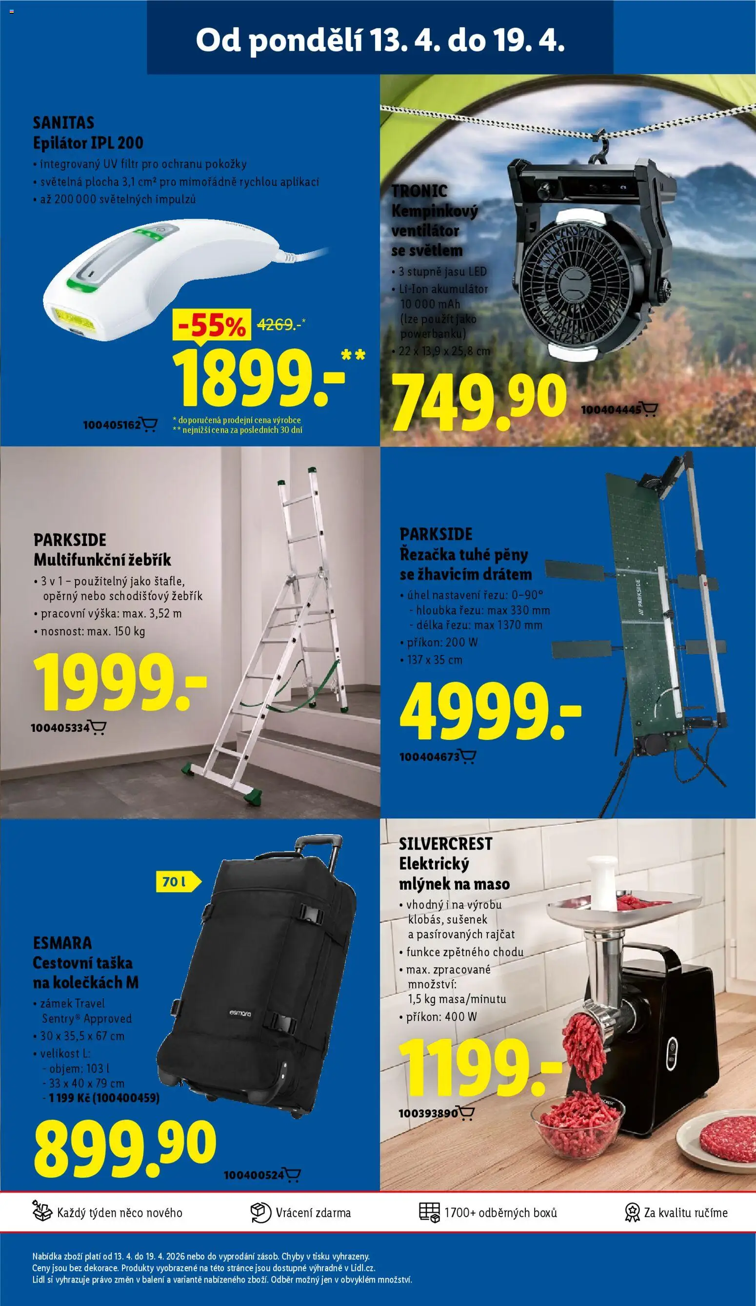 Lidl leták - Spotřební zboží od 13.04.2026 | Strana: 29 | Produkty: Žebřík, Cestovní taška, Řezačka, Ventilátor