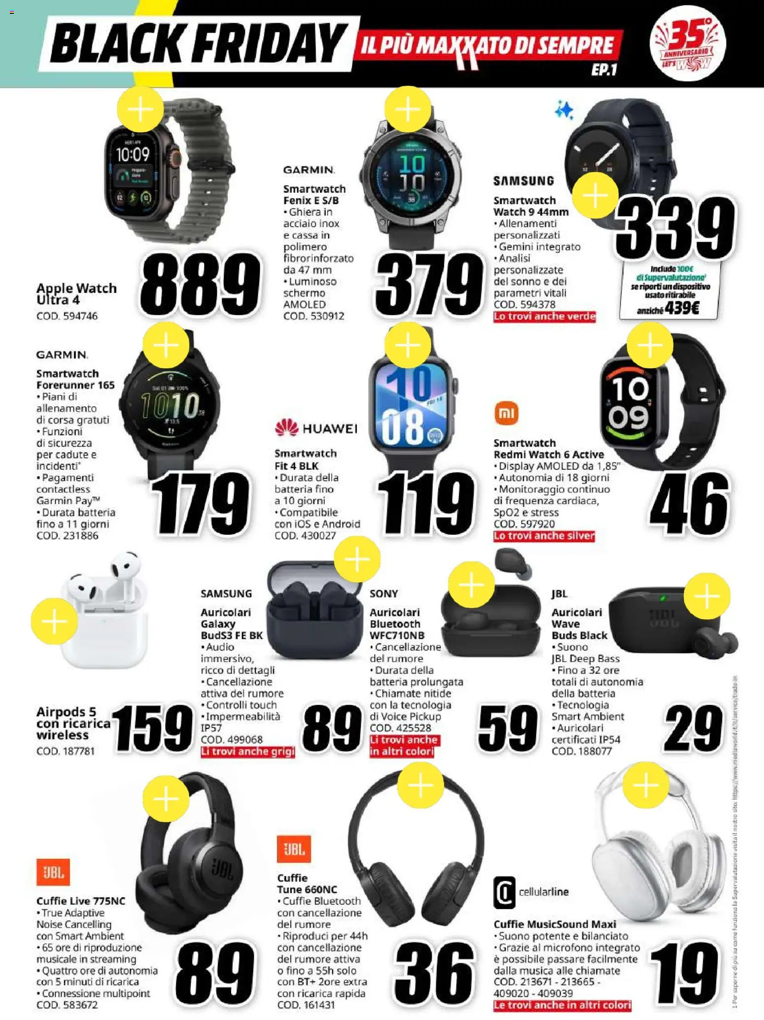 Volantino Media World del 30/10/2026 | Pagina: 7 | Prodotti: Cuffie, Smartwatch, Apple Watch, Airpods