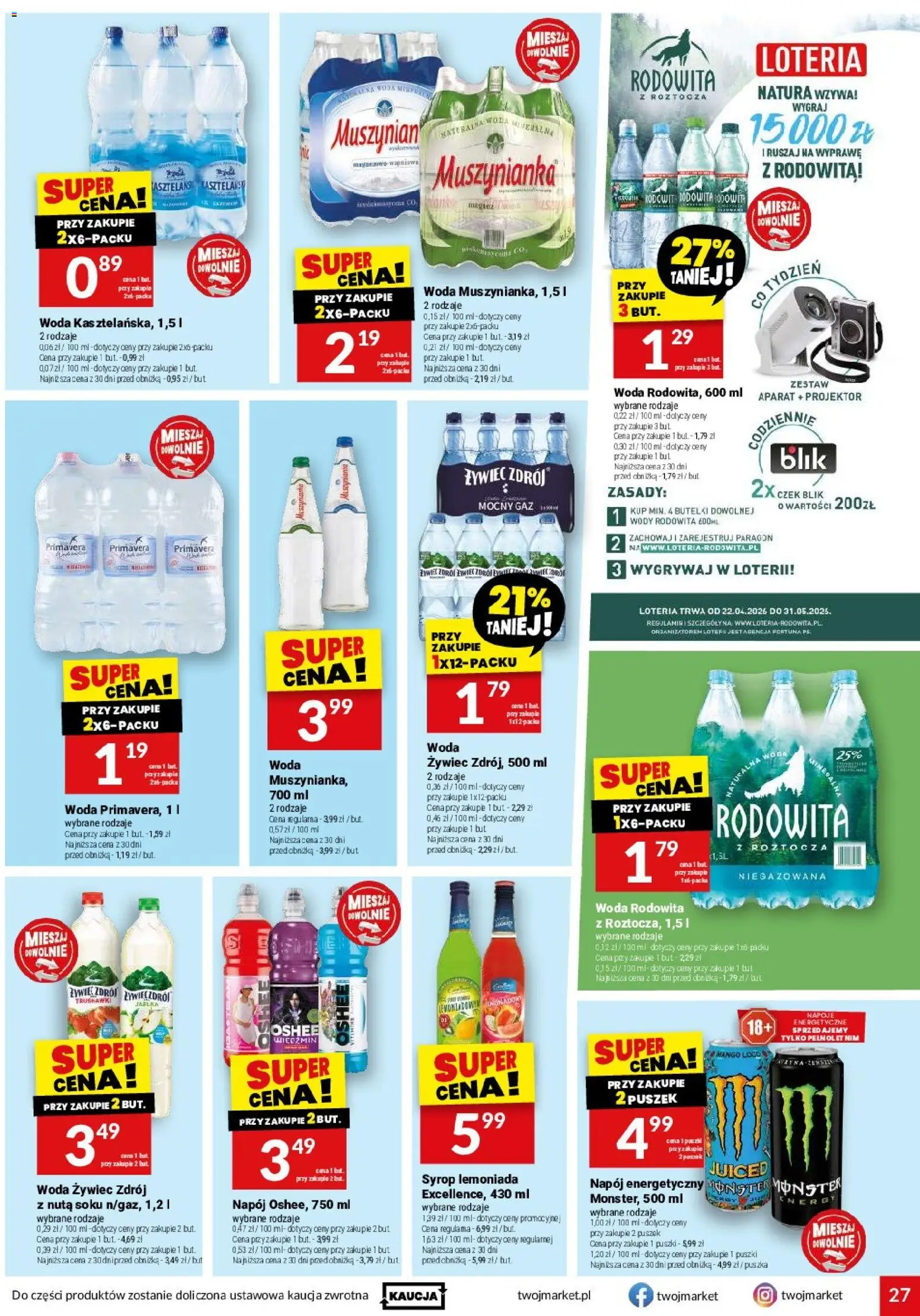 Twój Market gazetka od 13.05.2026 | Strona: 27 | Produkty: Syrop, Woda żywiec, Napoje, Truskawki