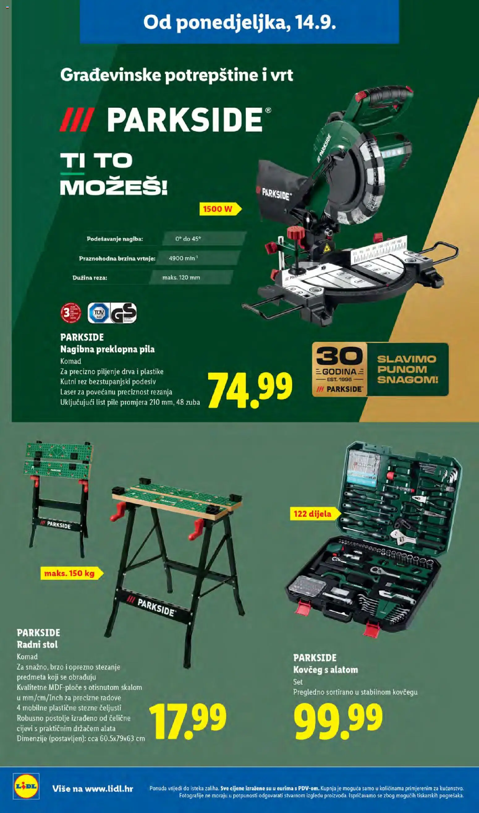 Lidl katalog | vrijedi od 14.09.2026 | Stranica: 36 | Proizvodi: Stol, Radni stol, List, Pila