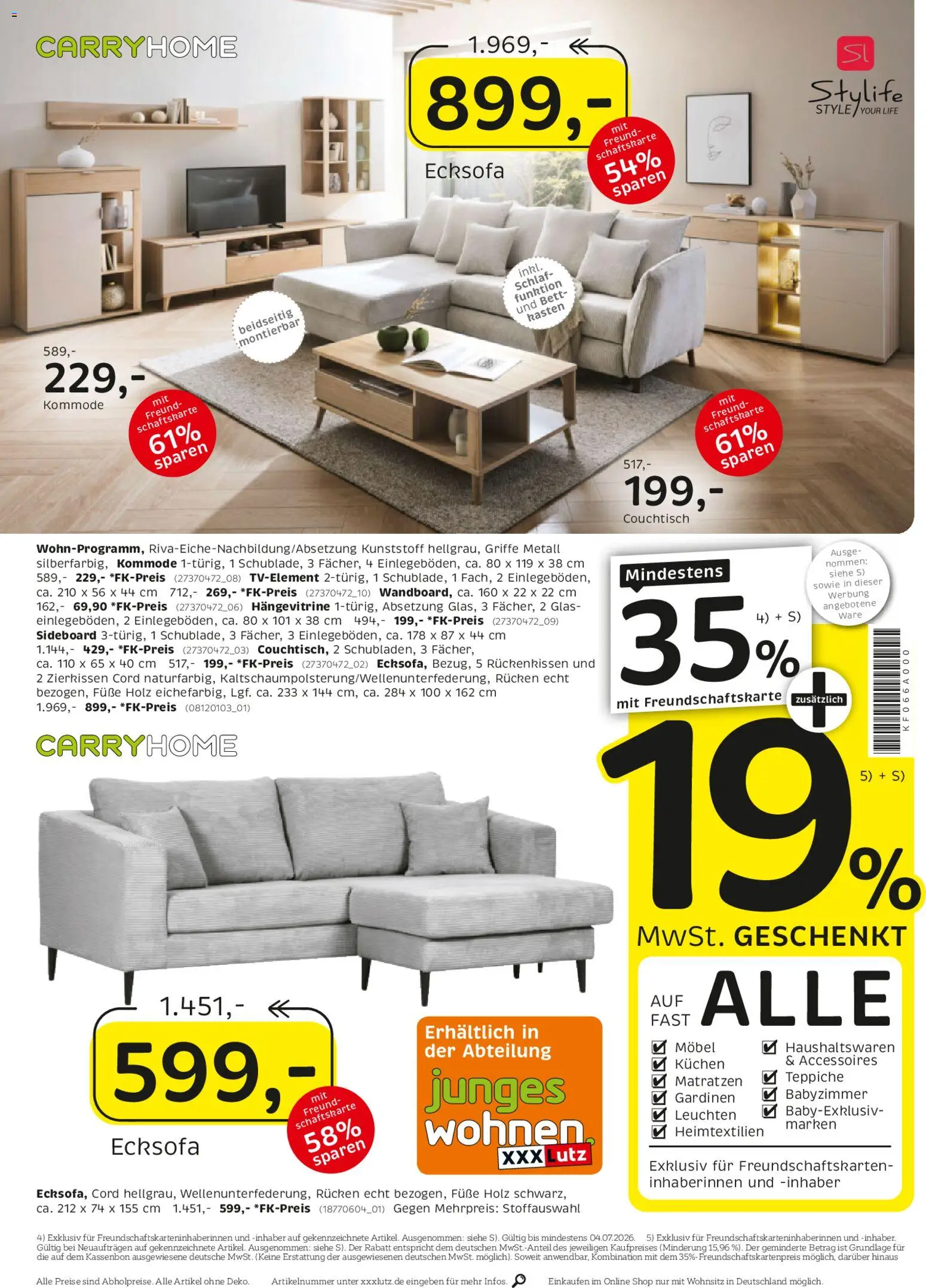 XXXLutz Deutschlands größter SSV – gültig ab 20.06.2026 | Seite: 18 | Produkte: Sideboard, Ecksofa, Kommode, Kuchen