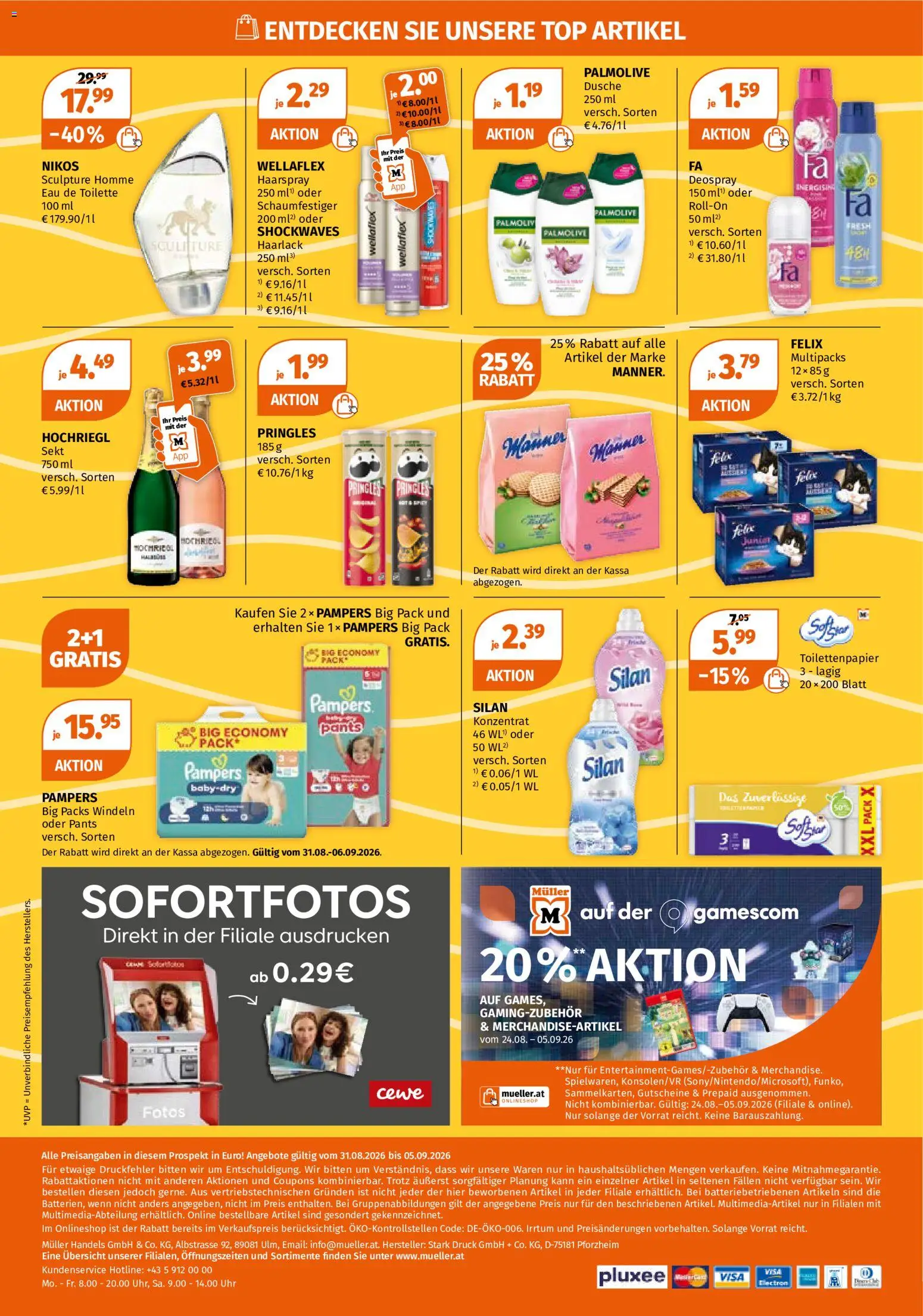 Müller Unsere Spätsommer Must-haves! gültig ab 31.08.2026 | Seite: 12 | Produkte: Windeln, Toilette, Pampers, Haarspray