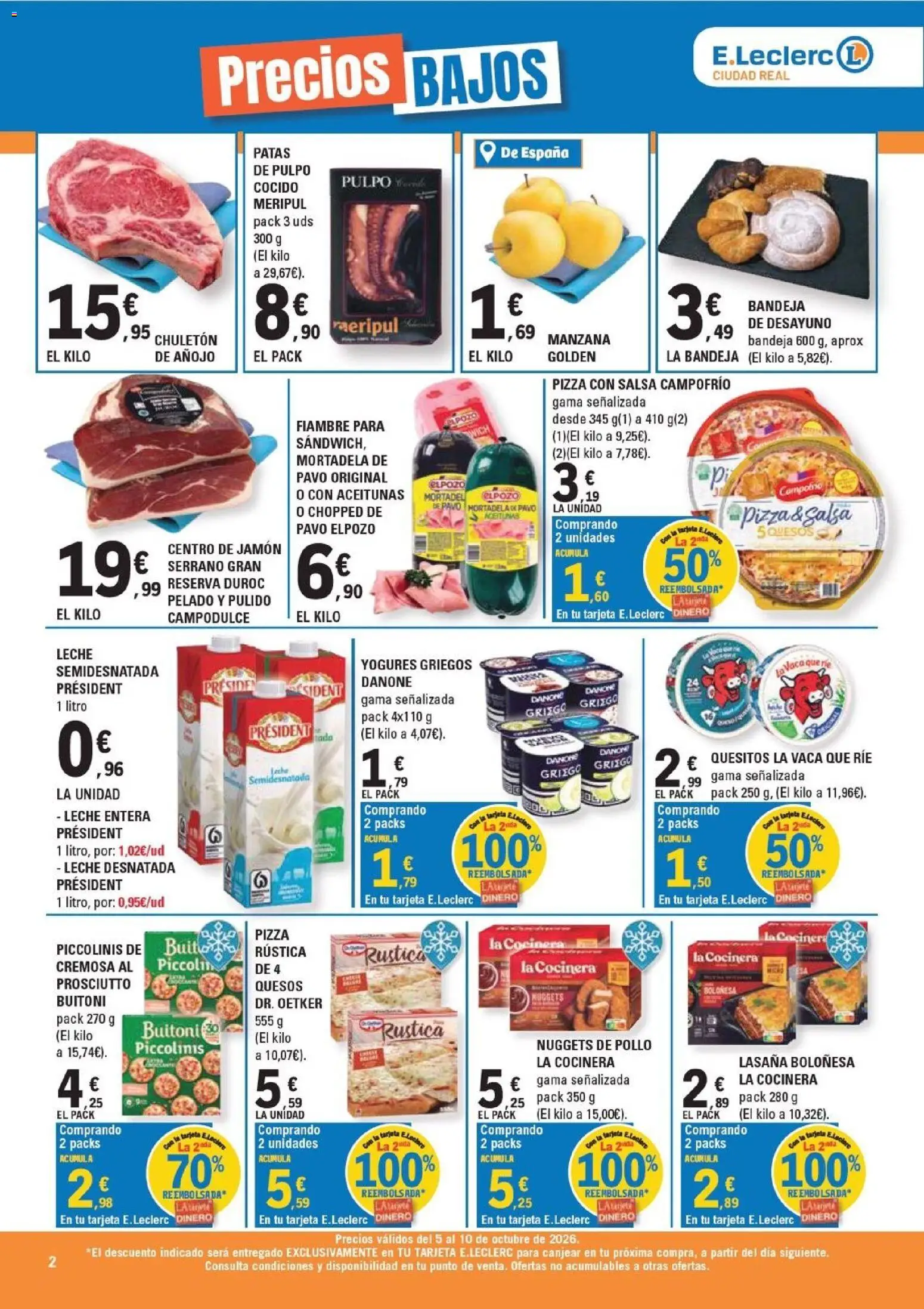 E.Leclerc - Ciudad Real │ válido desde el 05/10/2026 | Página: 2 | Productos: Aceitunas, Leche entera, Pollo, Pavo