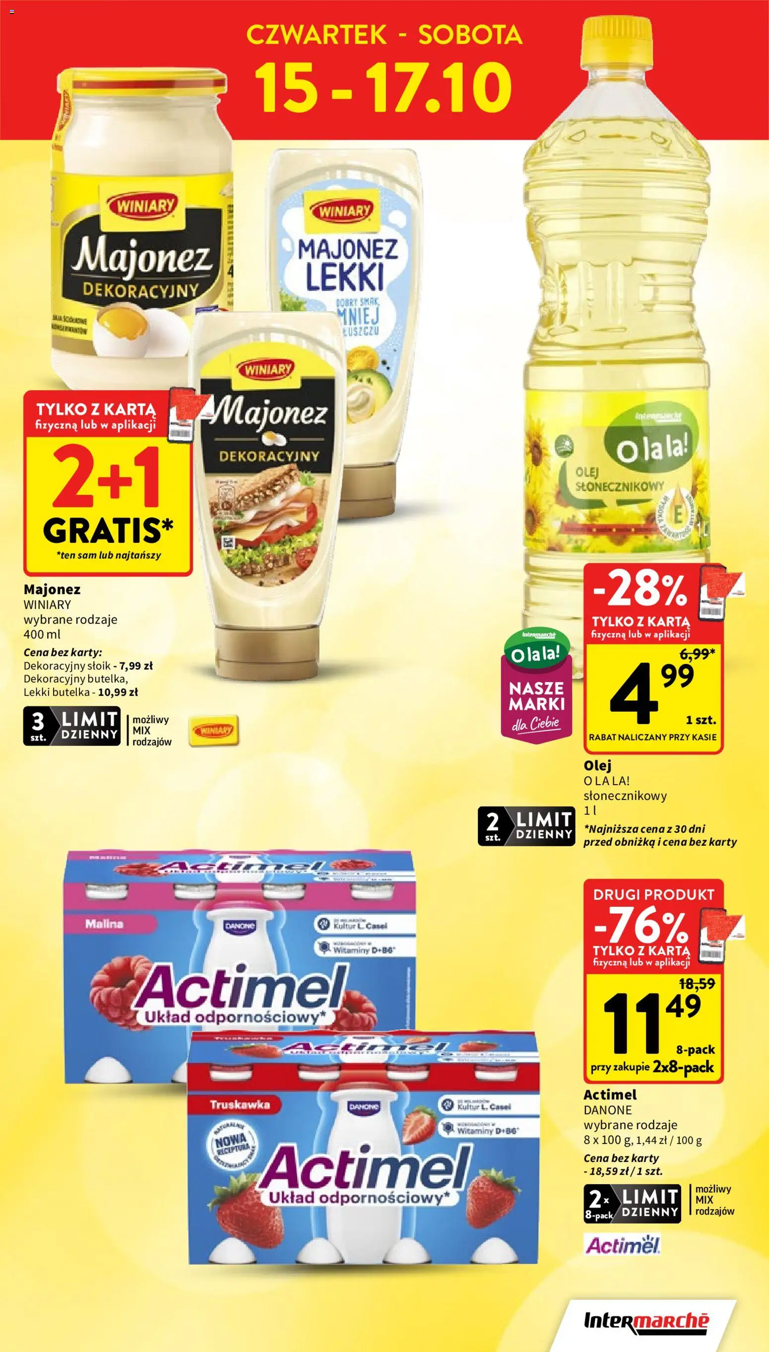 Intermarche gazetka od 15.10.2026 | Strona: 3 | Produkty: Karta, Malina, Majonez winiary, Majonez
