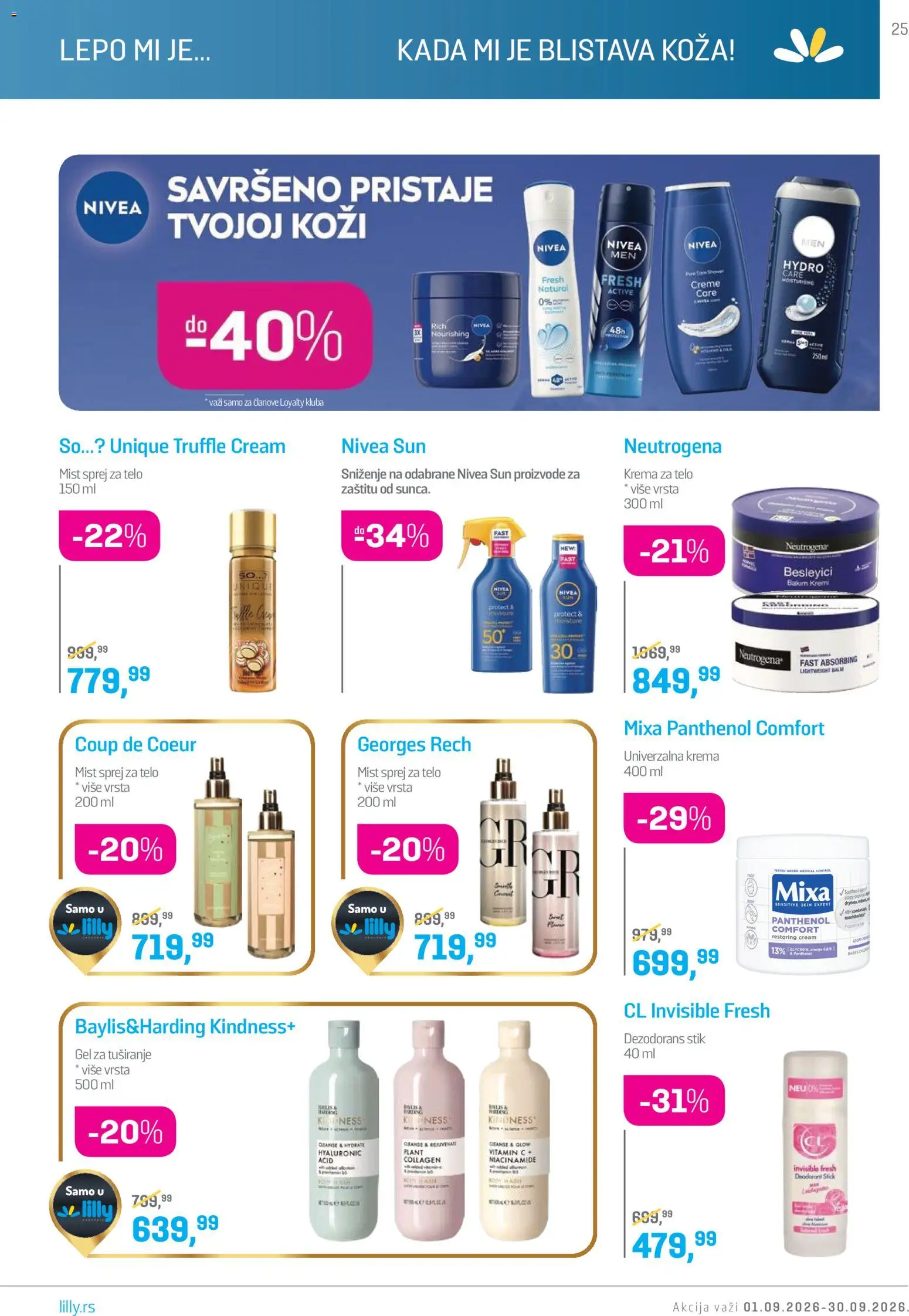 Lilly drogerie katalog - važi od 01.09.2026 | Strana: 25 | Proizvode: So, Krema, Gel za tuširanje, Dezodorans
