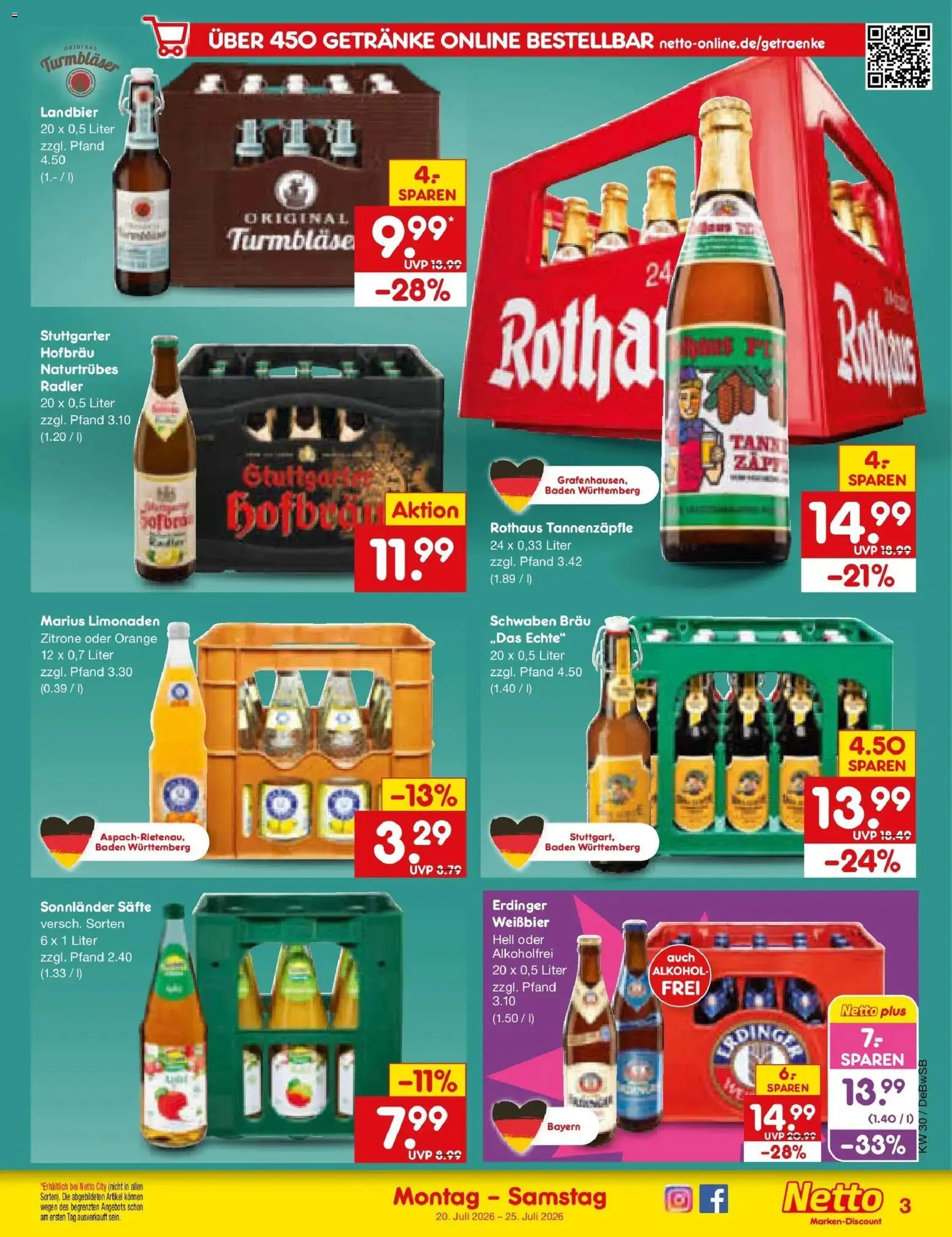 Netto Marken-Discount Prospekt Waiblingen-Bittenfeld – gültig ab 20.07.2026 | Seite: 57 | Produkte: Erdinger, Weißbier, Radler, Zitrone