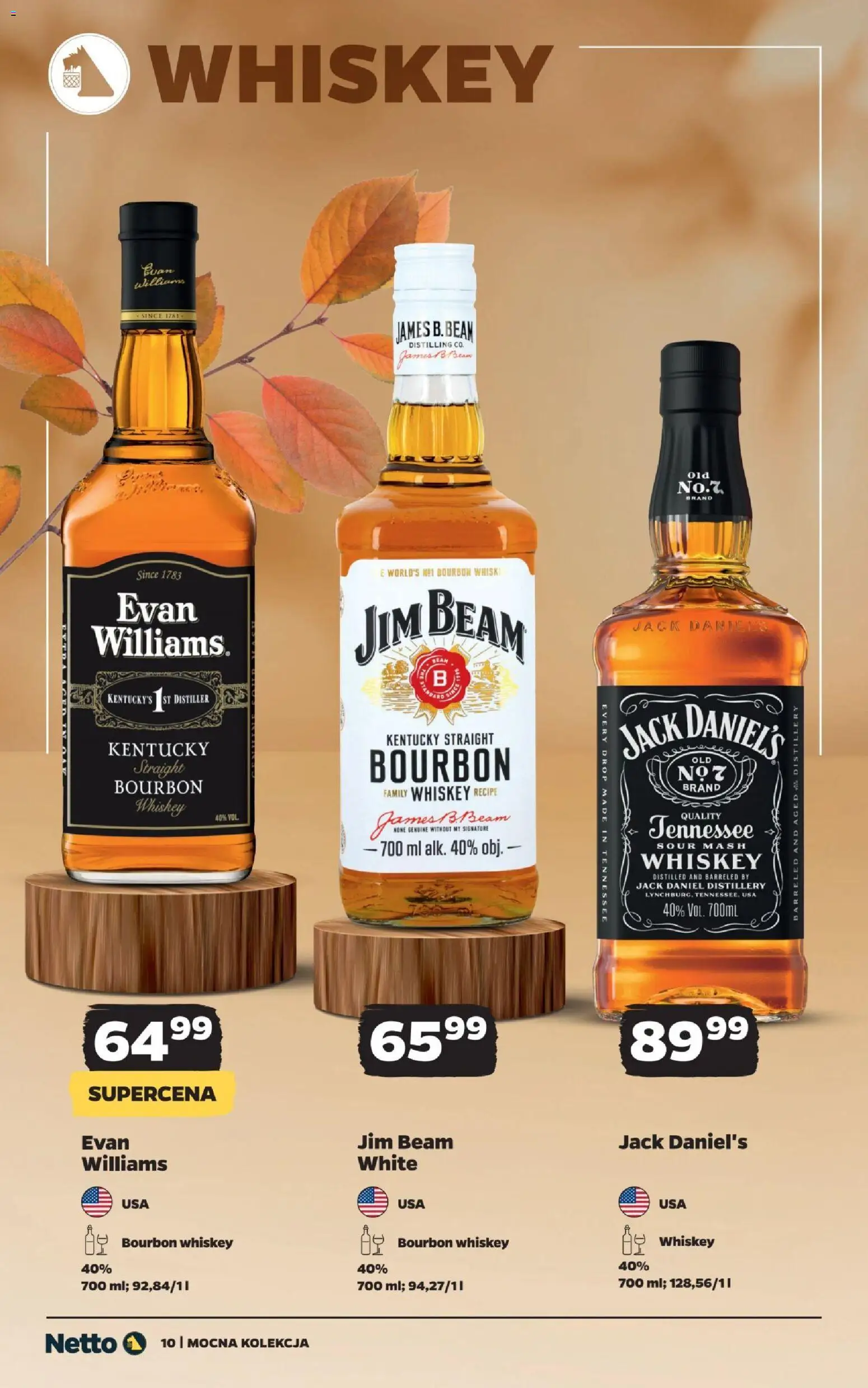 Netto gazetka - Mocne alkohole od 25.10.2026 | Strona: 10 | Produkty: Bourbon whisky, Bourbon, Jack Daniel's, Whisky