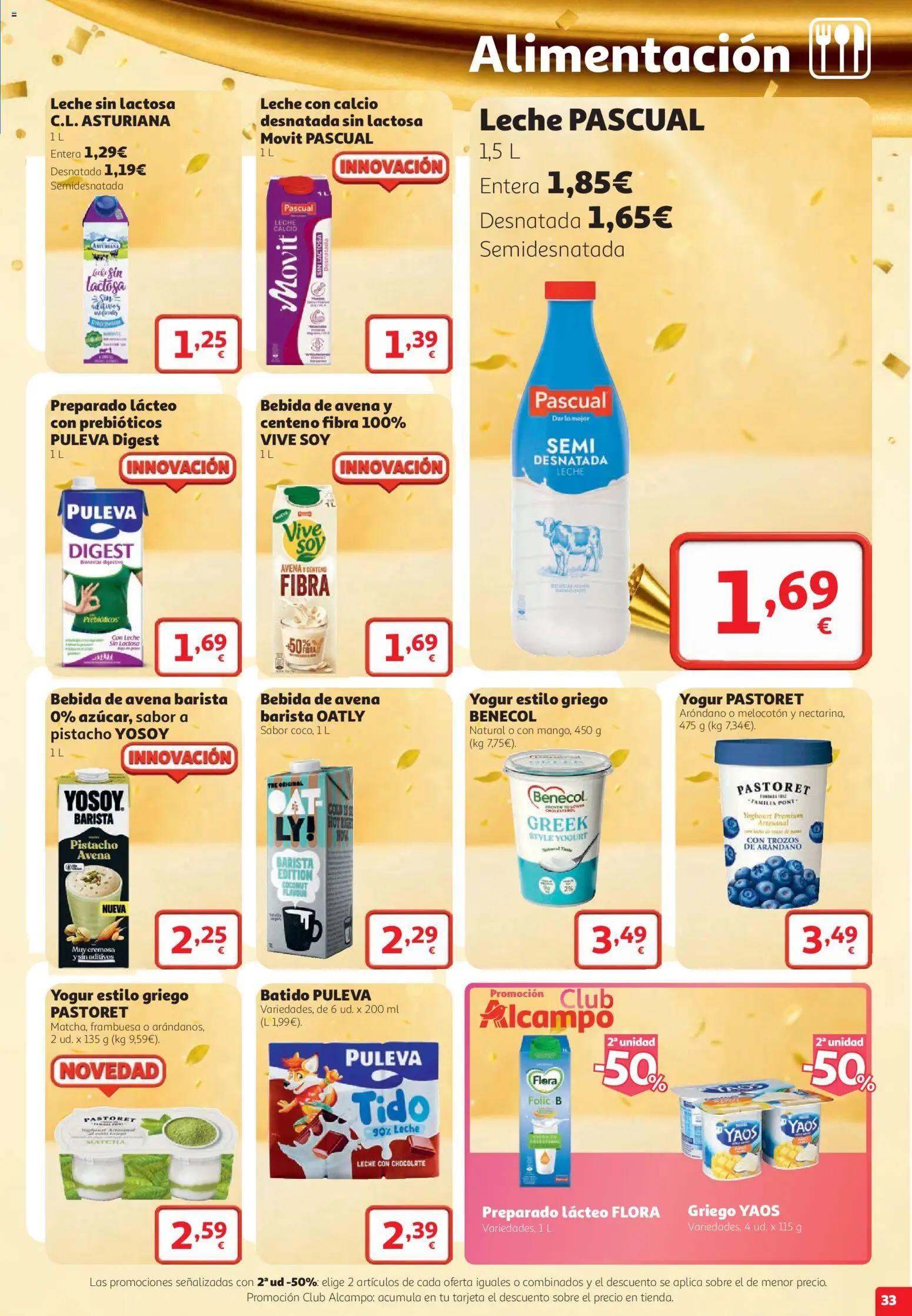 Alcampo folleto Almería │ válido desde el 22/10/2026 | Página: 33 | Productos: Leche sin lactosa, Leche, Chocolate, Bebida de avena