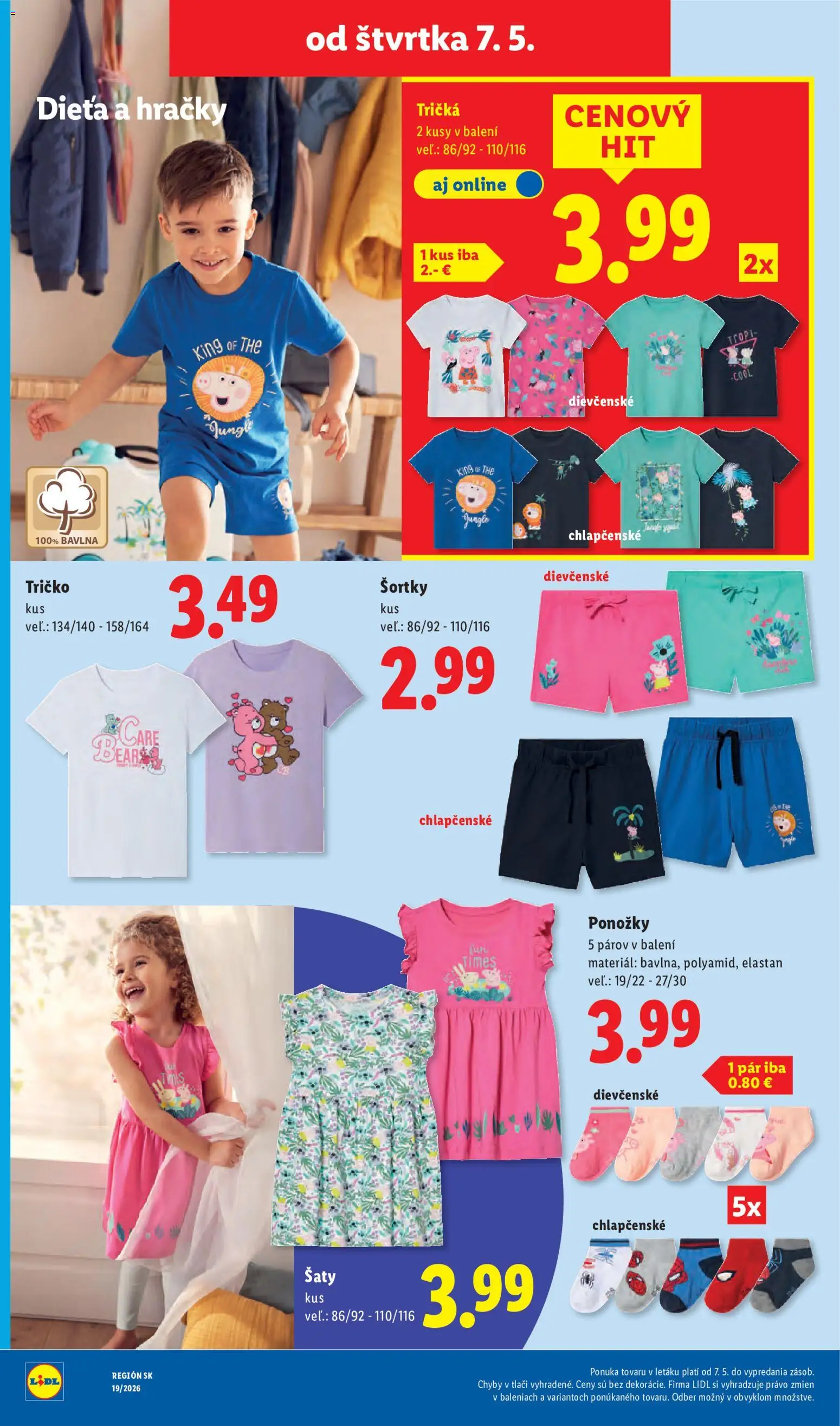 Nové Lidl akcie – leták je platný od 04.05.2026 | Strana: 83 | Produkty: Šaty, Tričko, Ponožky, Hračky