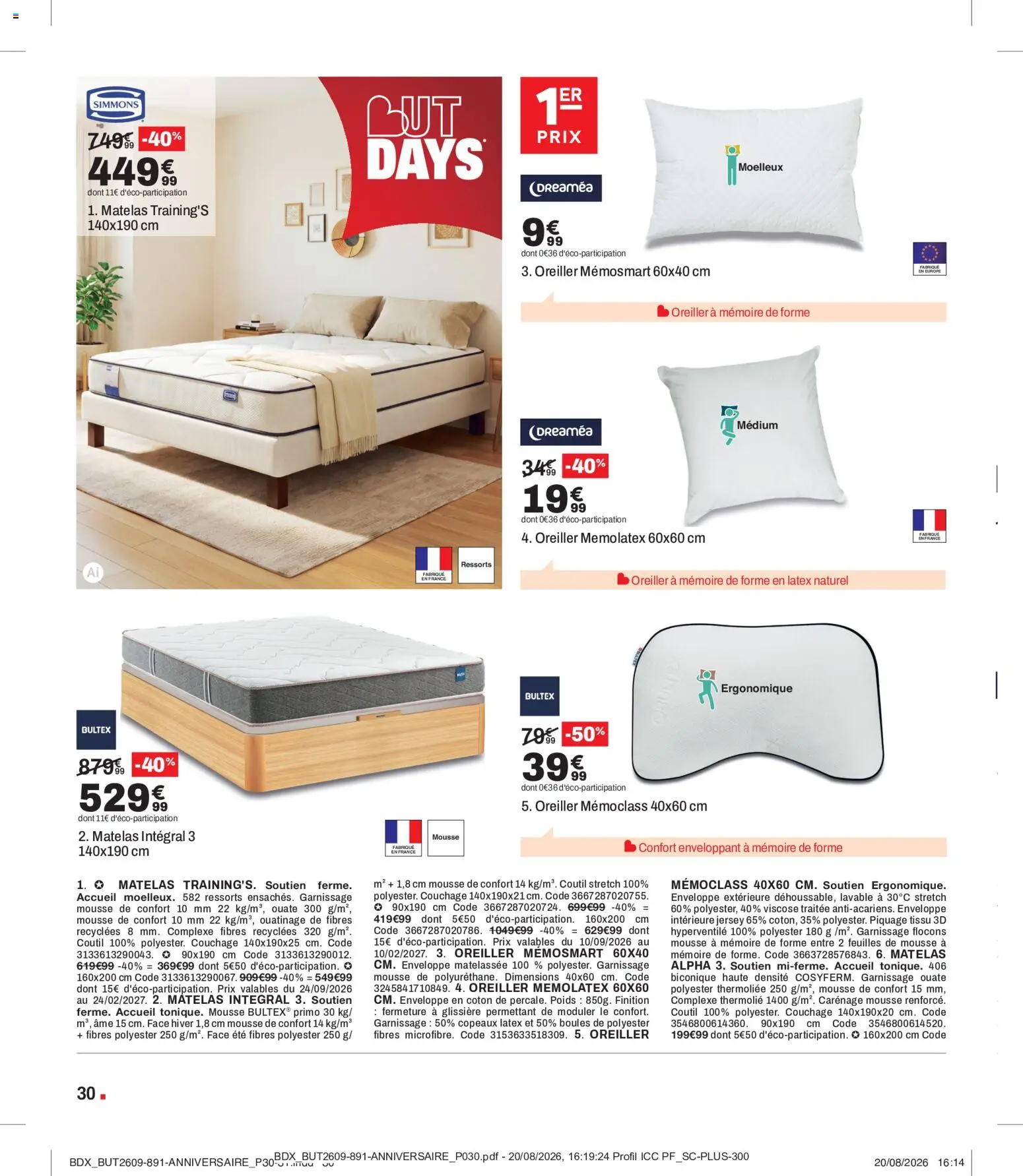 {H1} | Page: 30 | Produits: Flocons, Mousse, Matelas, Oreiller