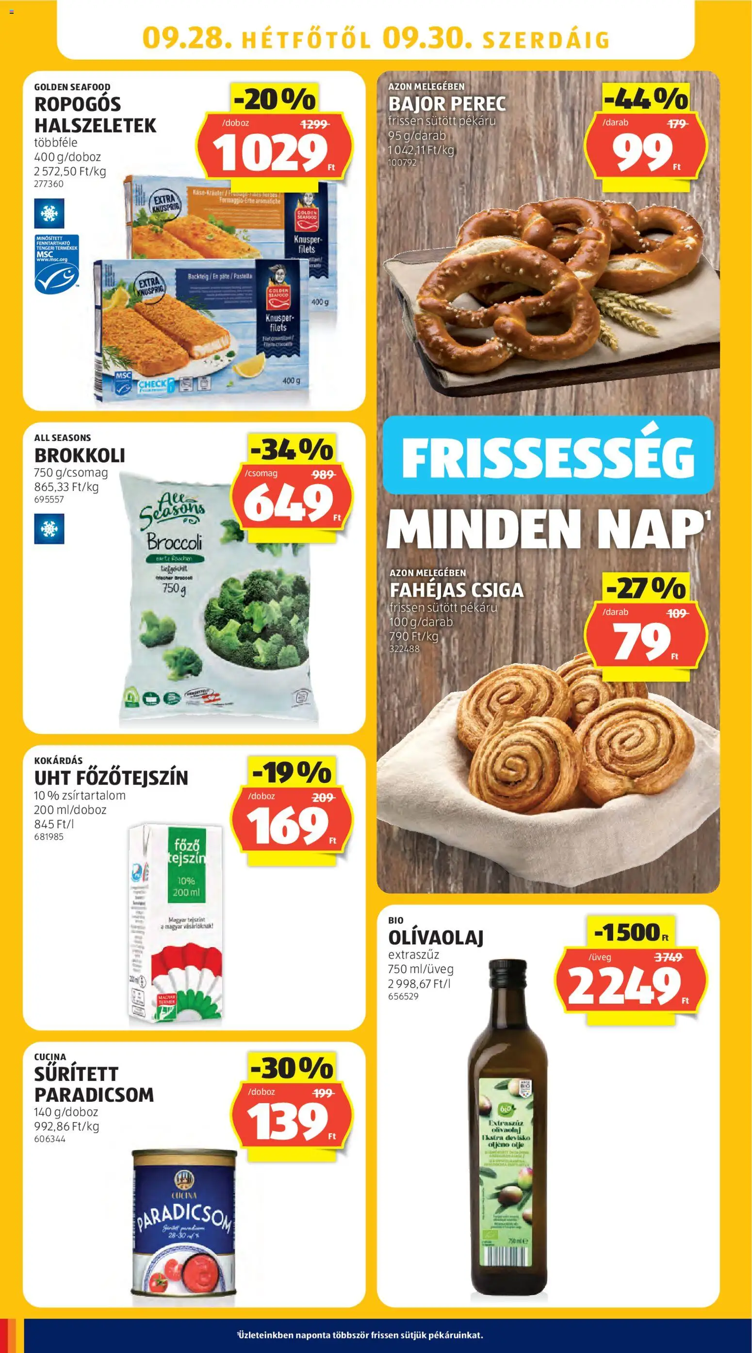 Aldi akciós ujság - amely érvényes a következő dátumtól: 2026.09.24. | Oldal: 32 | Termékek: Sűrített paradicsom, Seafood, Tejszín, Csiga