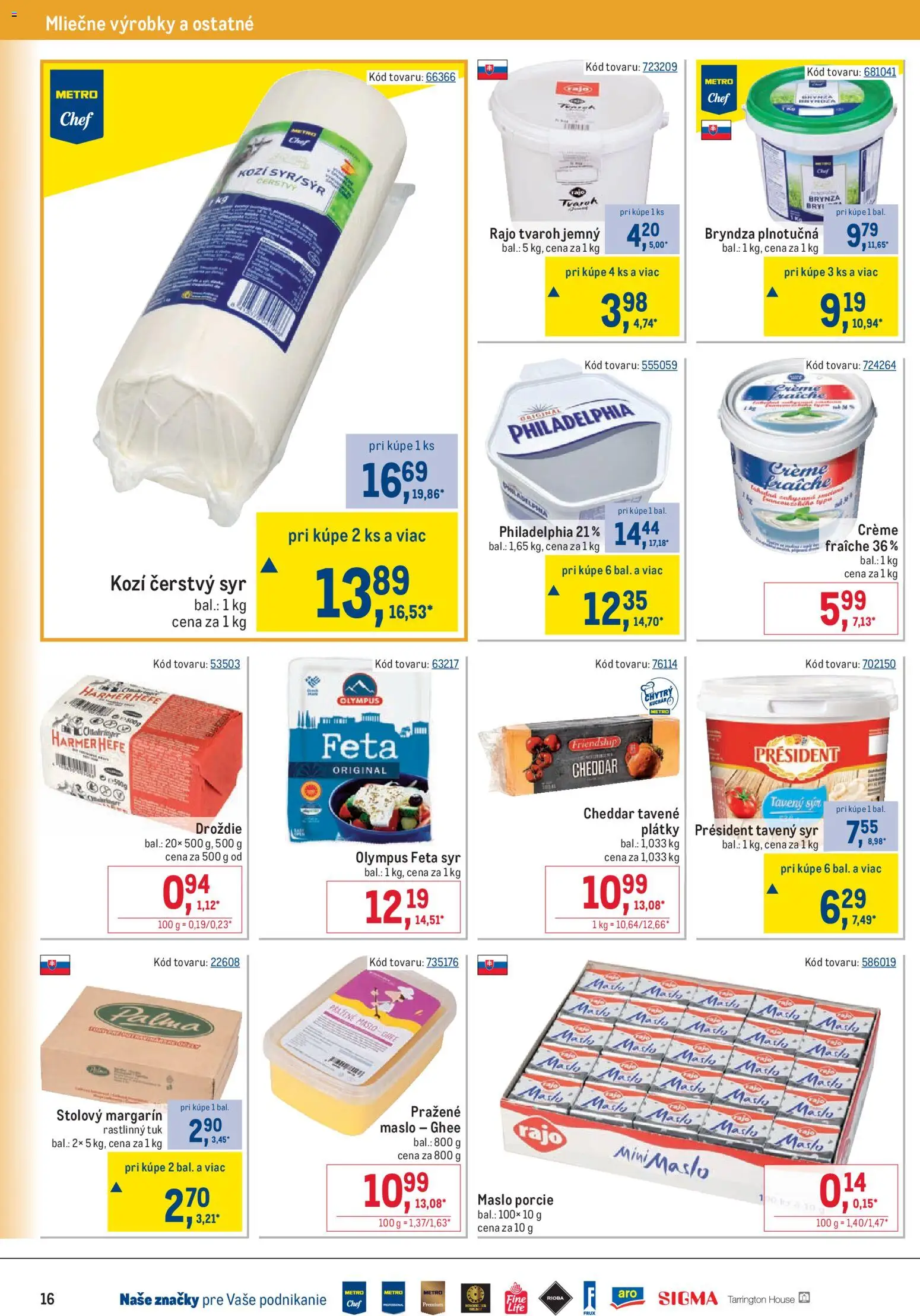 Nové Metro akcie – leták je platný od 09.09.2026 | Strana: 16 | Produkty: Maslo, Feta syr, Margarín, Tvaroh