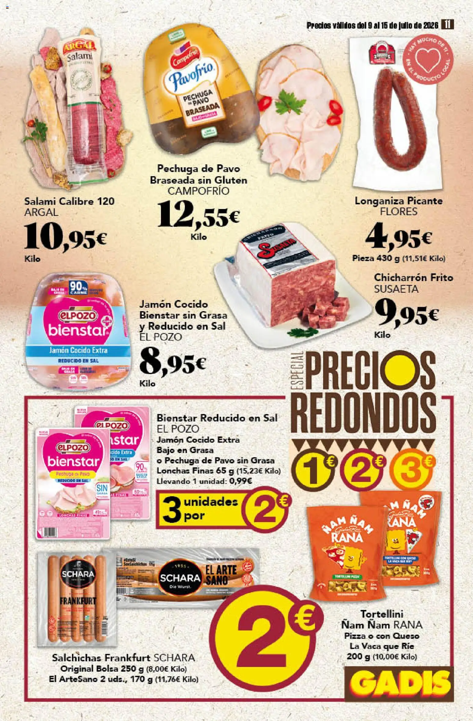 Gadis folleto │ válido desde el 09/07/2026 | Página: 11 | Productos: Jamón cocido, Pizza, Bolsa, Longaniza