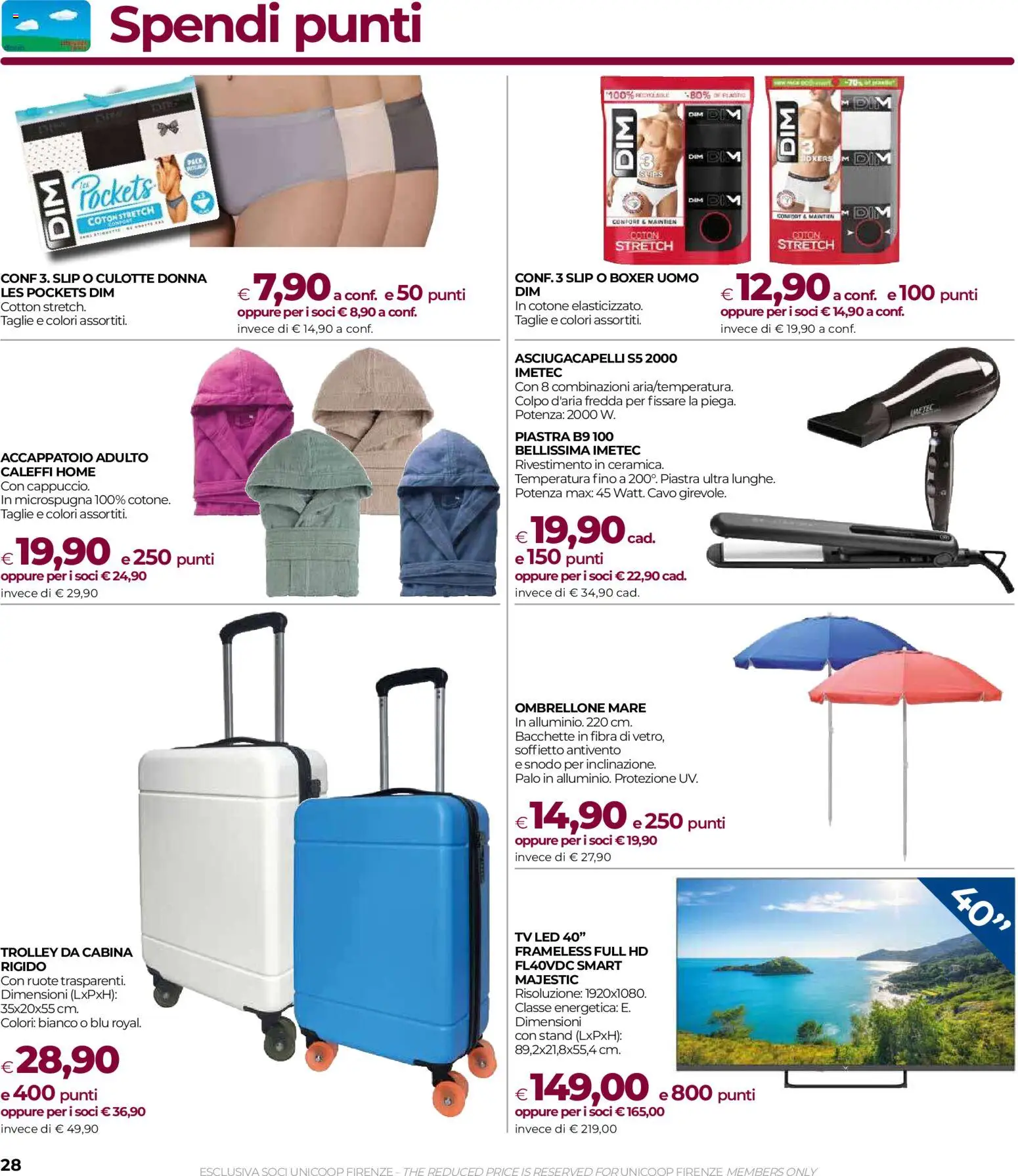 Volantino COOP del 16/07/2026 | Pagina: 28 | Prodotti: Accappatoio, Ombrellone, Asciugacapelli, Trolley